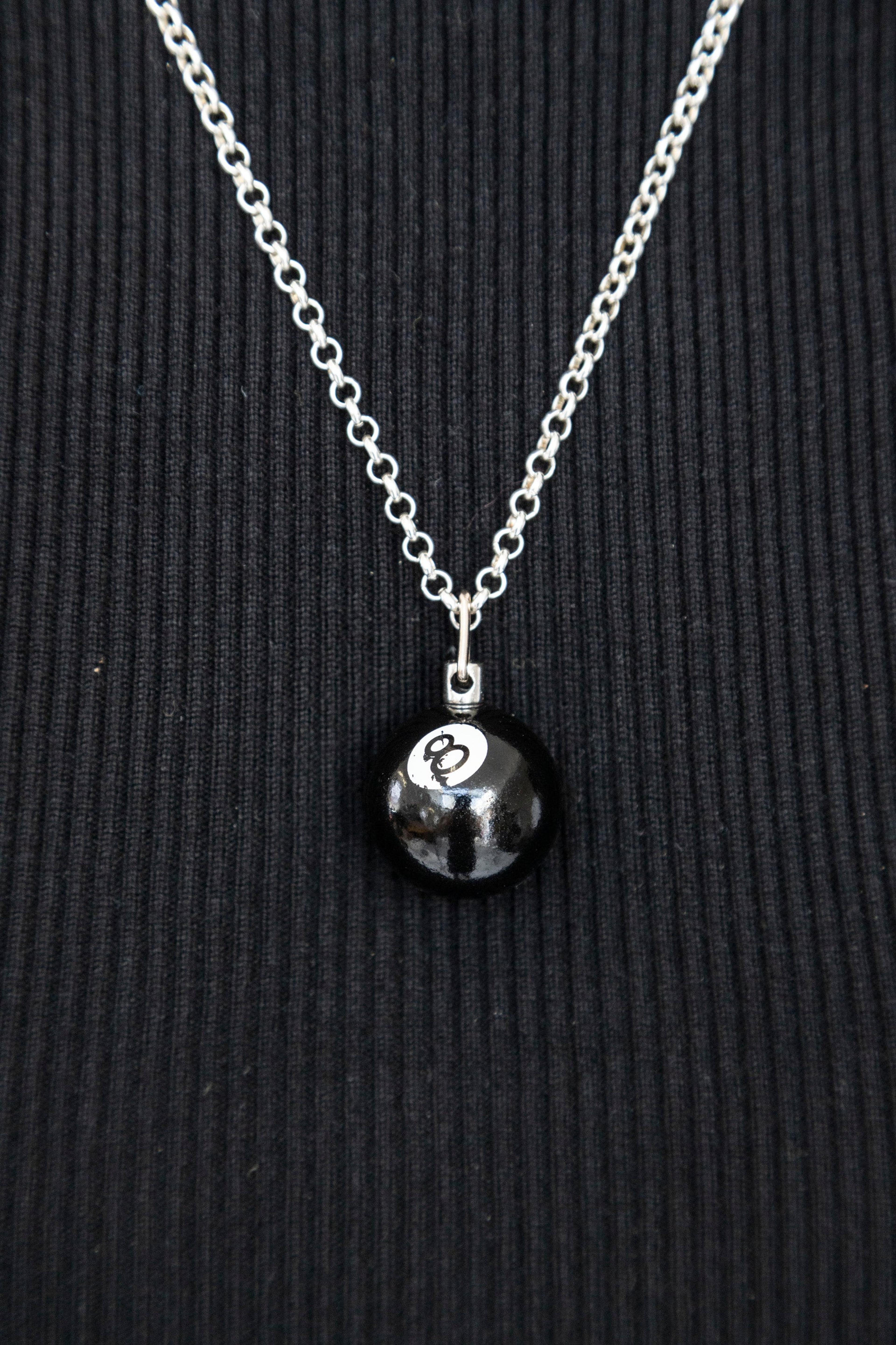 Alternate View 3 of VT REWORK: Stussy 8 Ball Rolo Chain Pendant Necklace - 20 inches