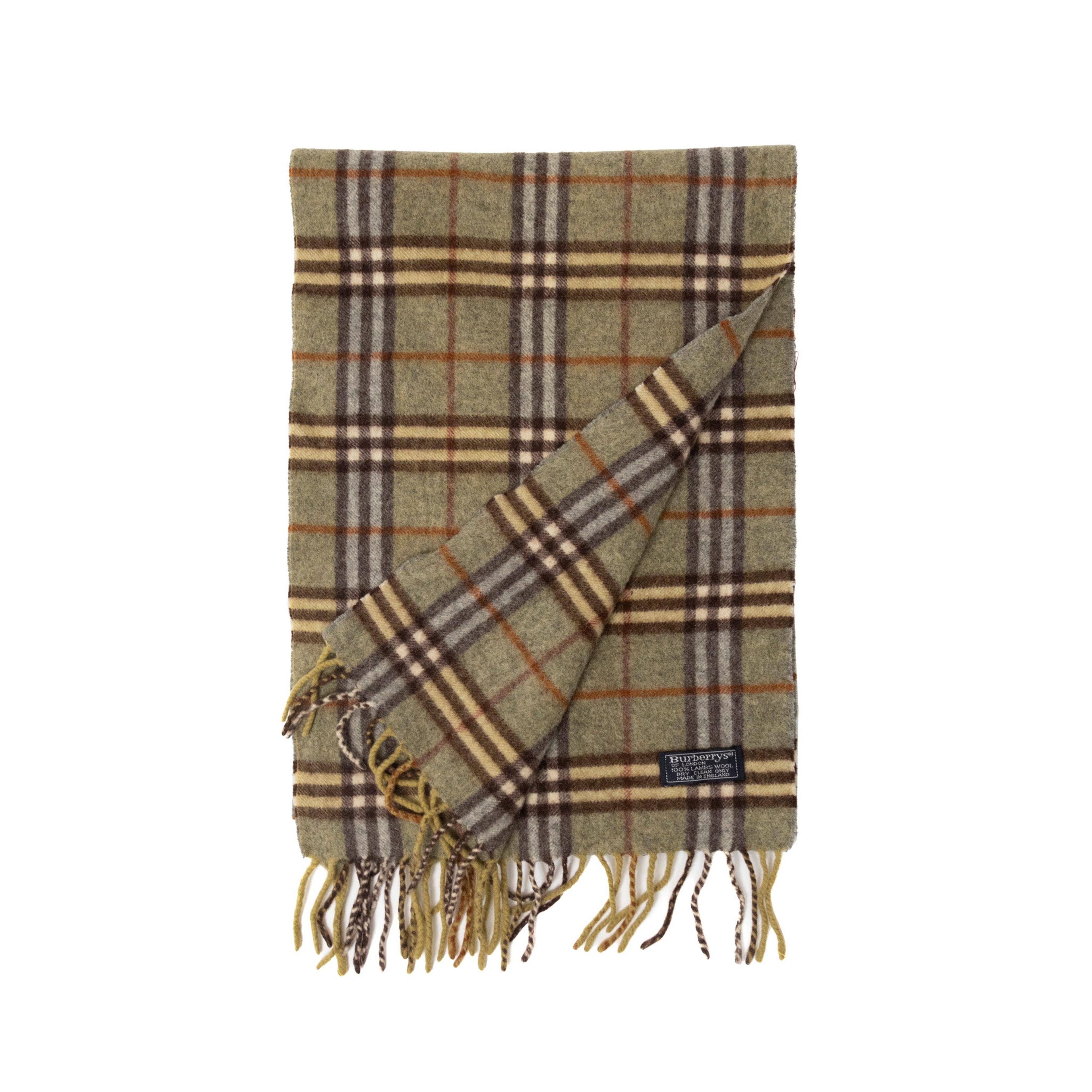 Alternate View 2 of Olive Green Nova Check Wool Burberry Scarf