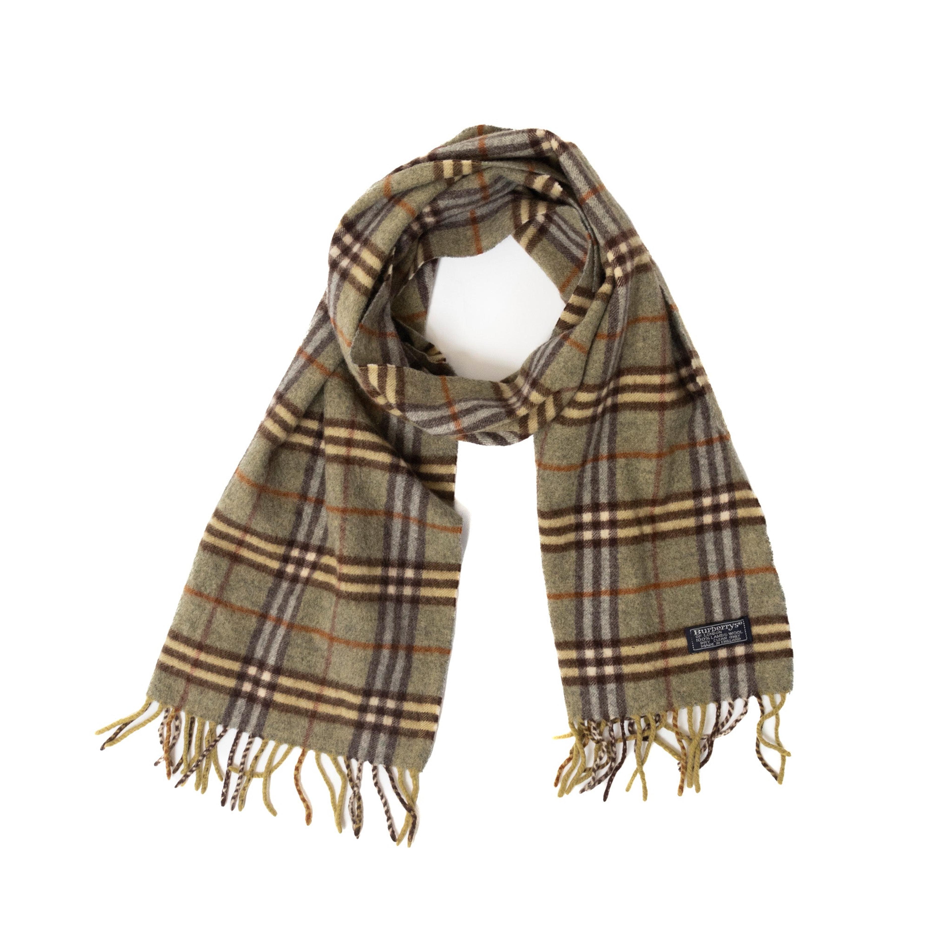 Alternate View 3 of Olive Green Nova Check Wool Burberry Scarf