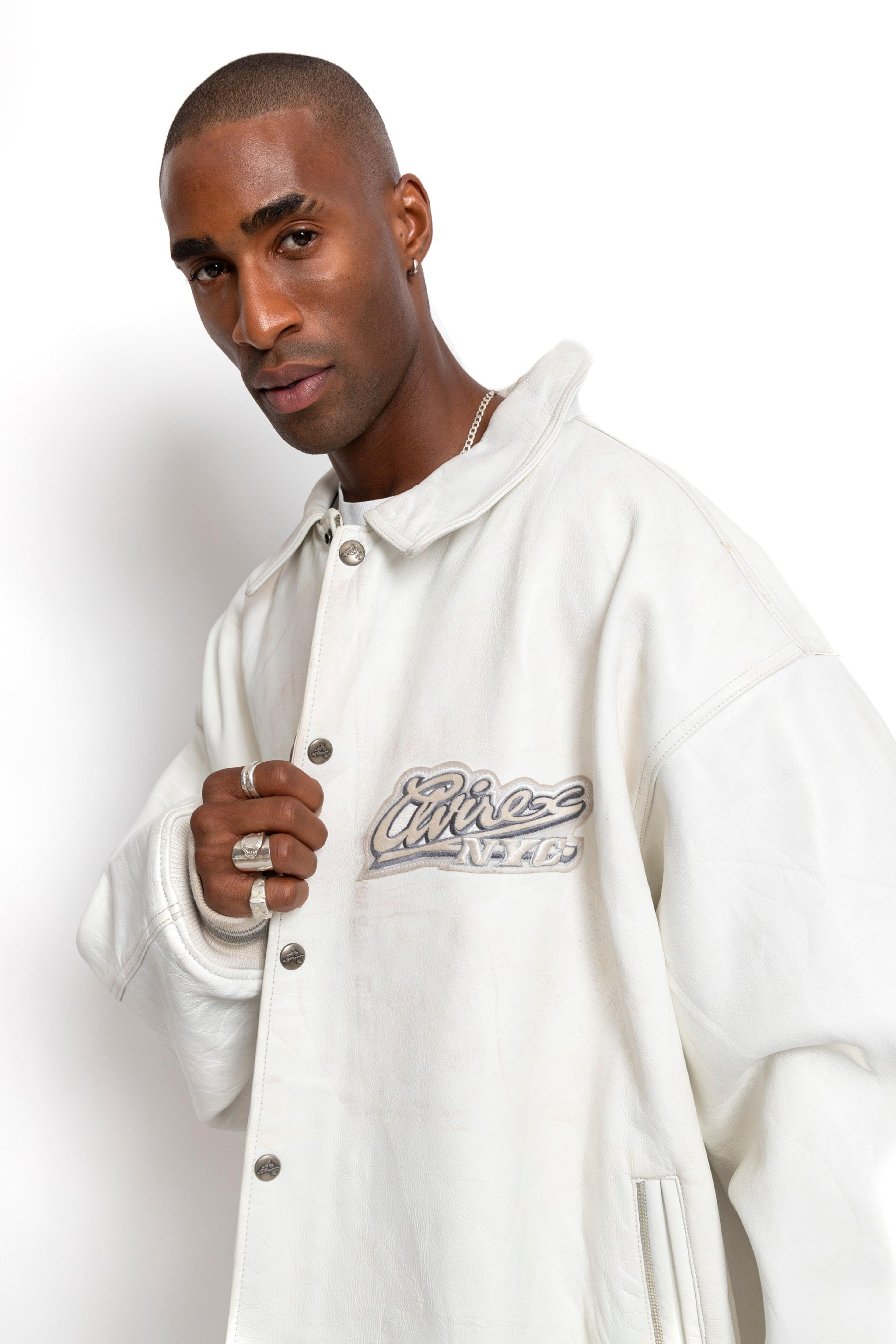 Alternate View 2 of 90s Avirex NYC Whiteout Leather Jacket