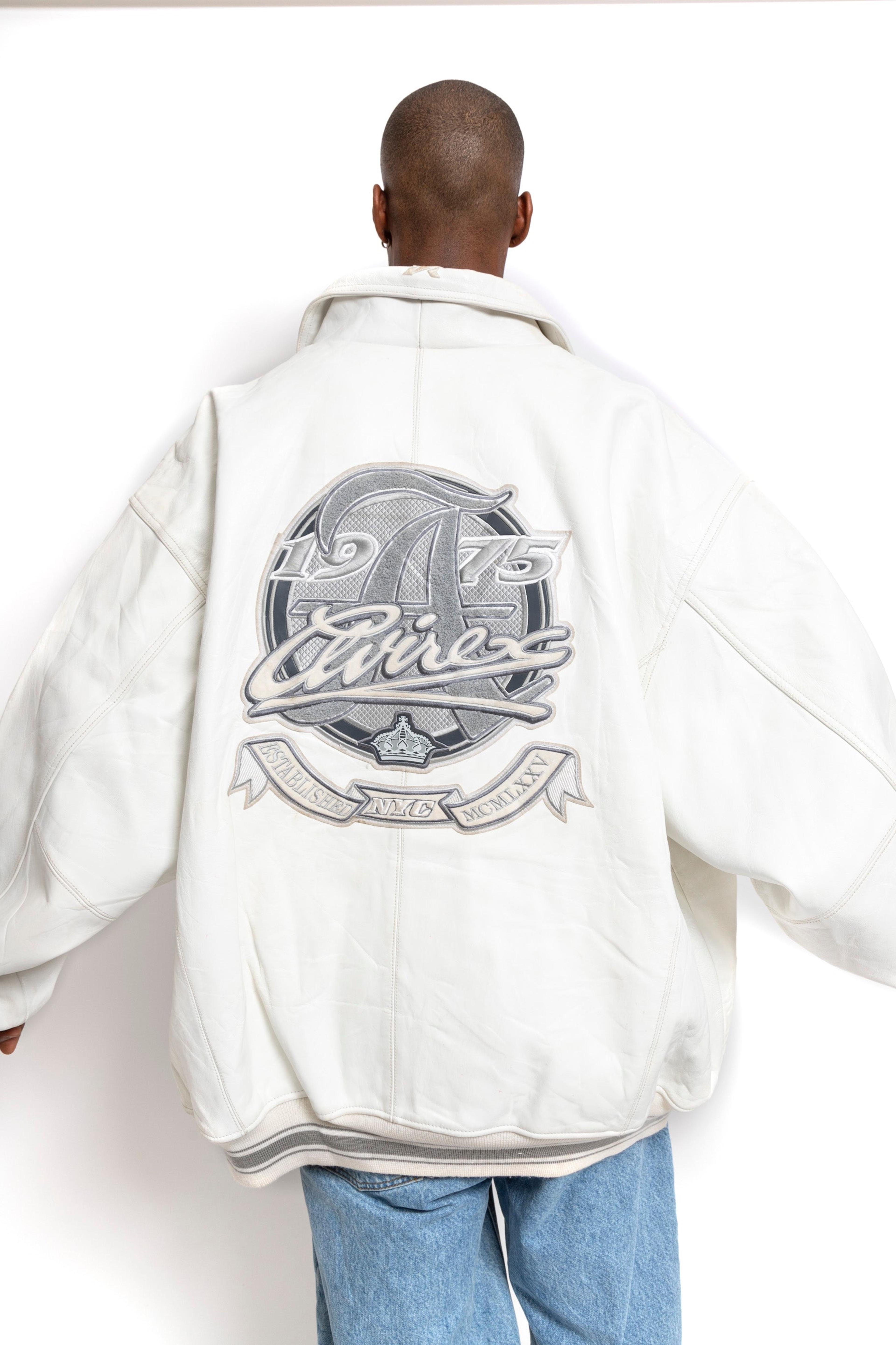 Alternate View 3 of 90s Avirex NYC Whiteout Leather Jacket