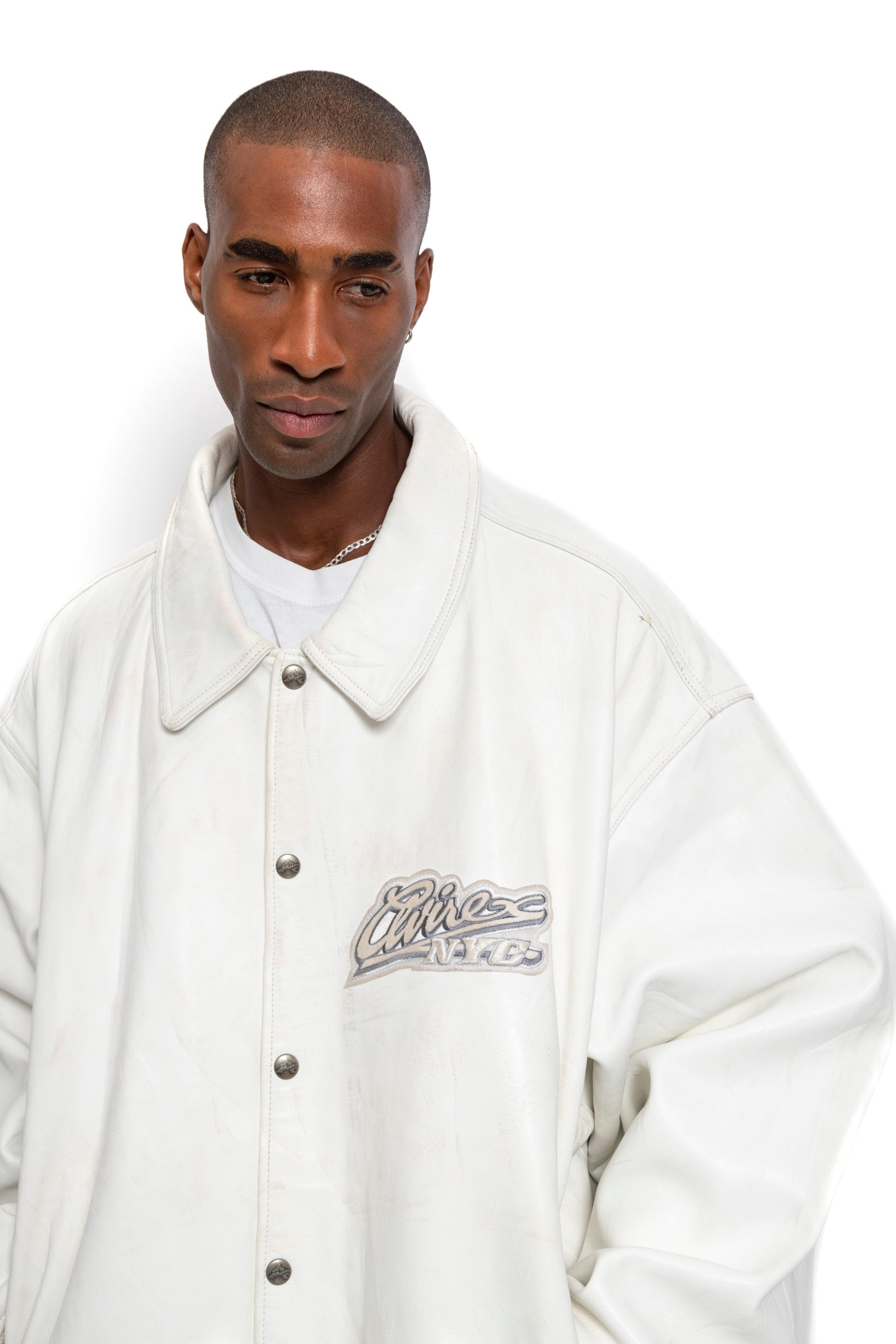Alternate View 6 of 90s Avirex NYC Whiteout Leather Jacket