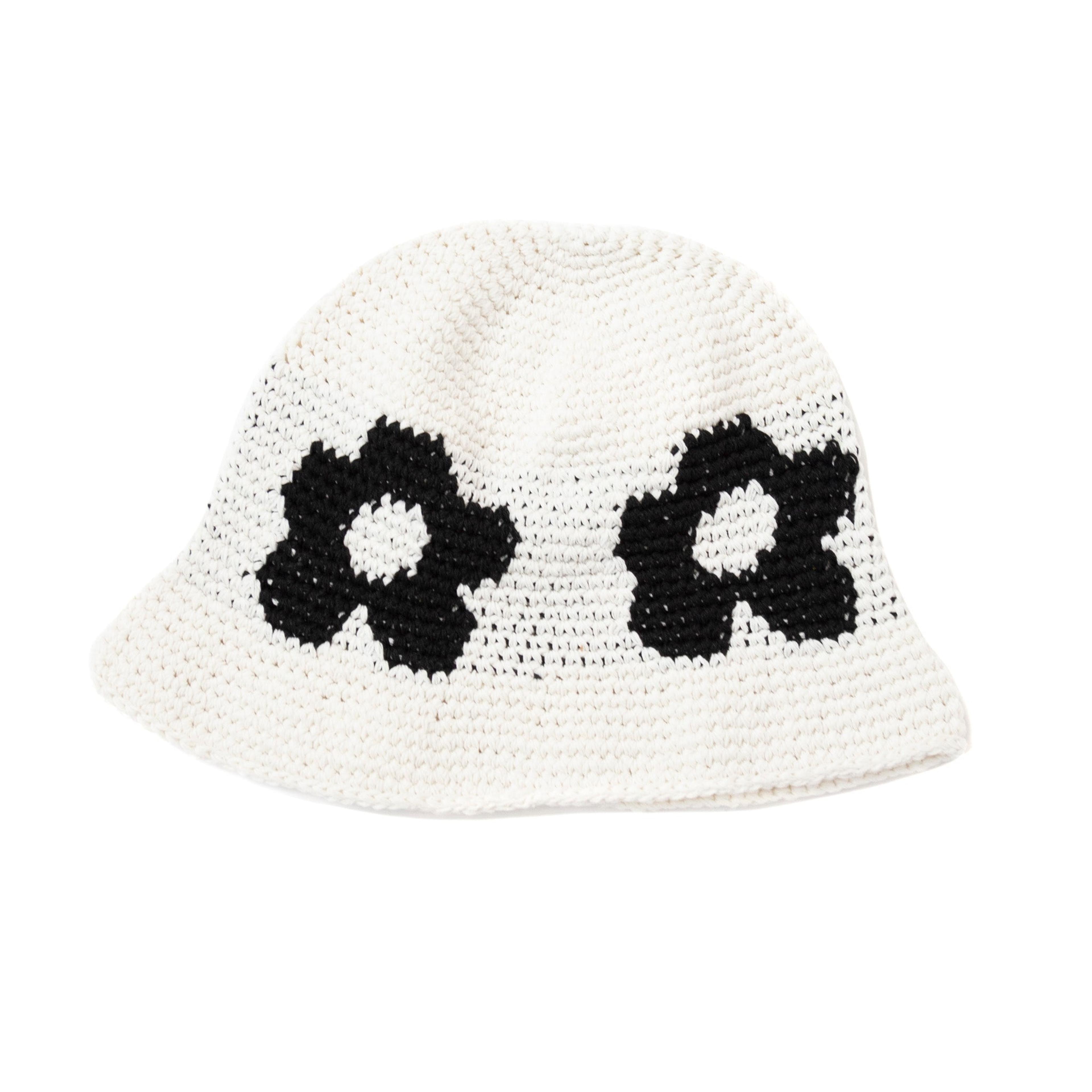 White Flower Crochet Bucket Hat