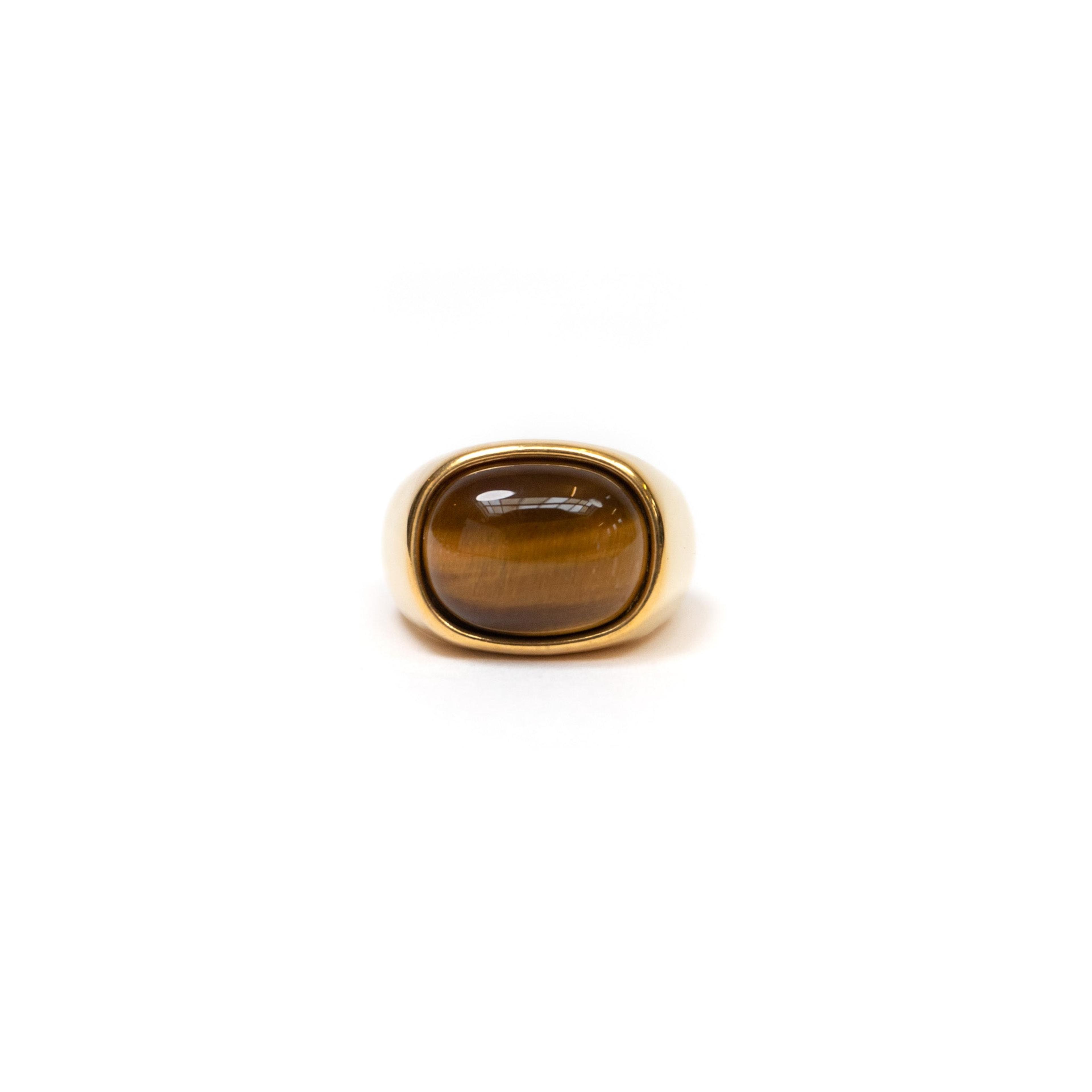 Retro Gold & Amber Stone Ring