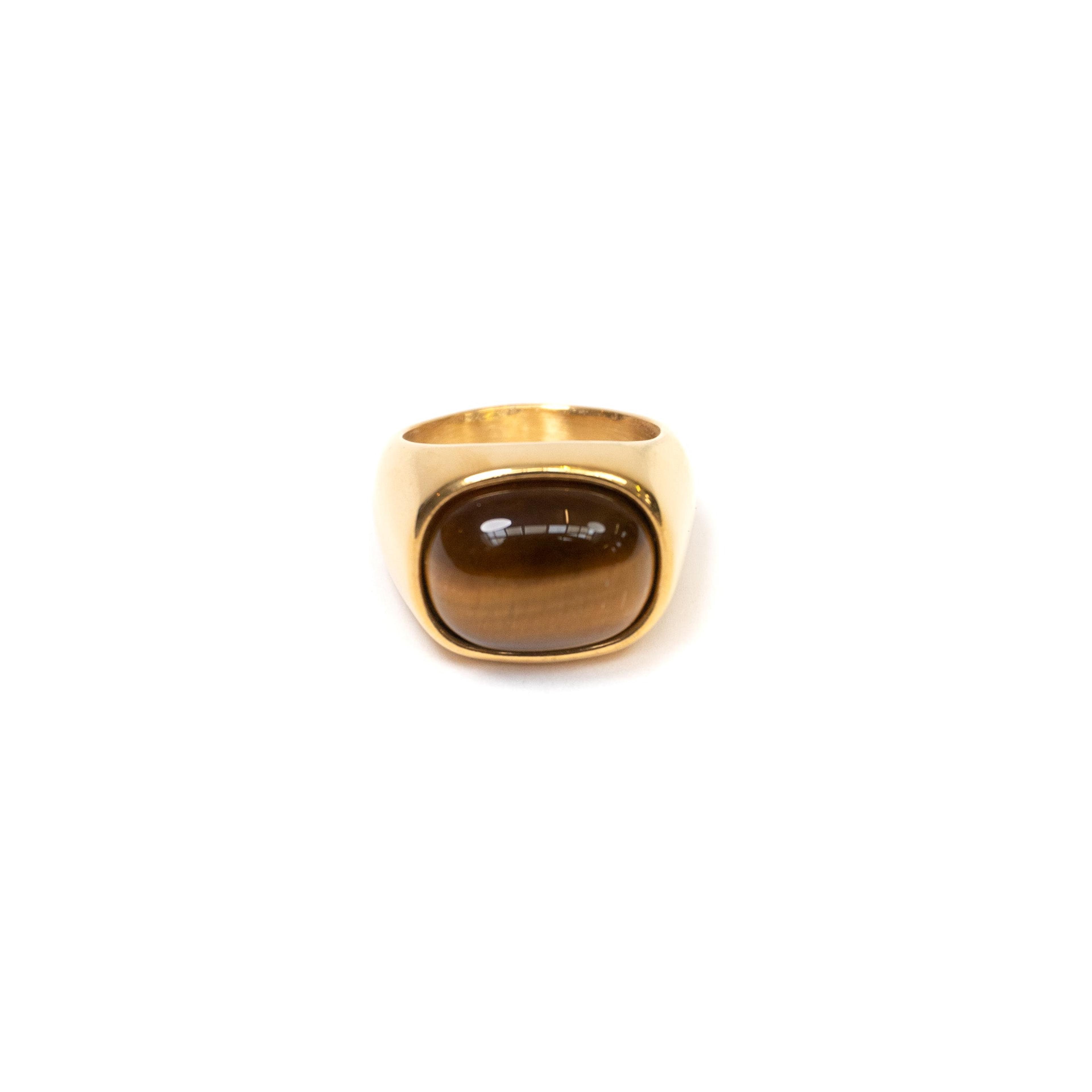 Alternate View 4 of Retro Gold & Amber Stone Ring
