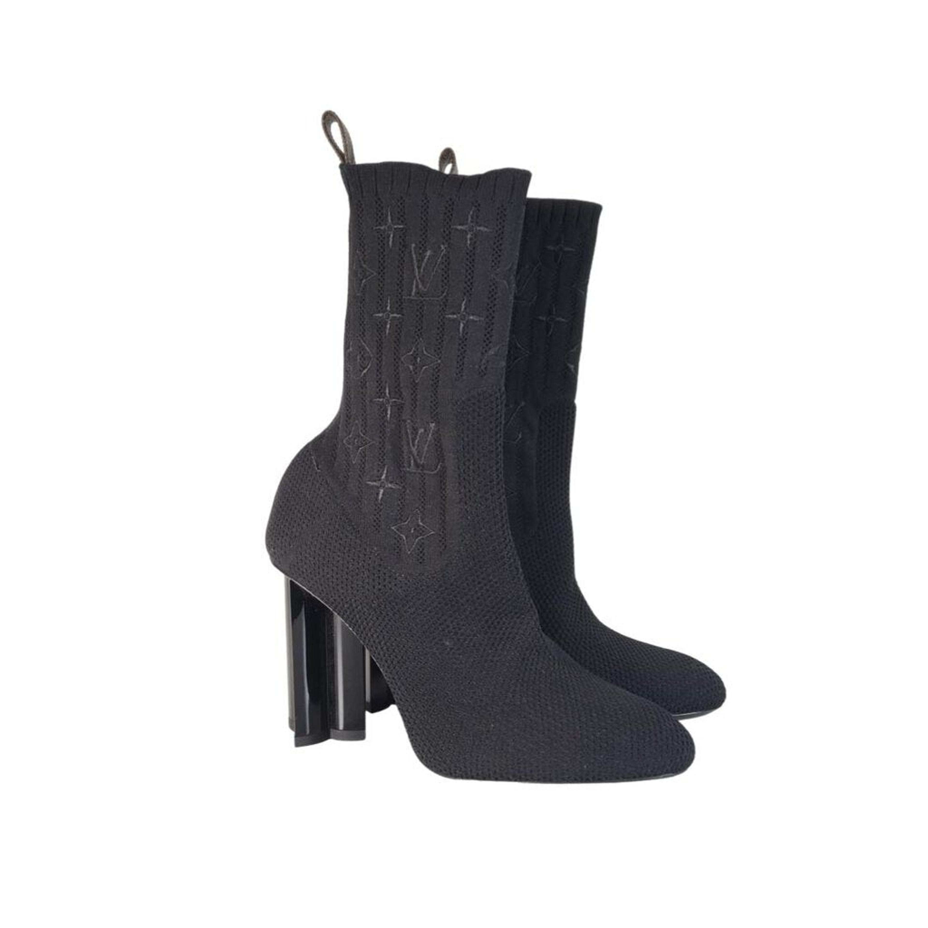 Louis Vuitton Black Elastic Fabric Silhouette Ankle Boot LV