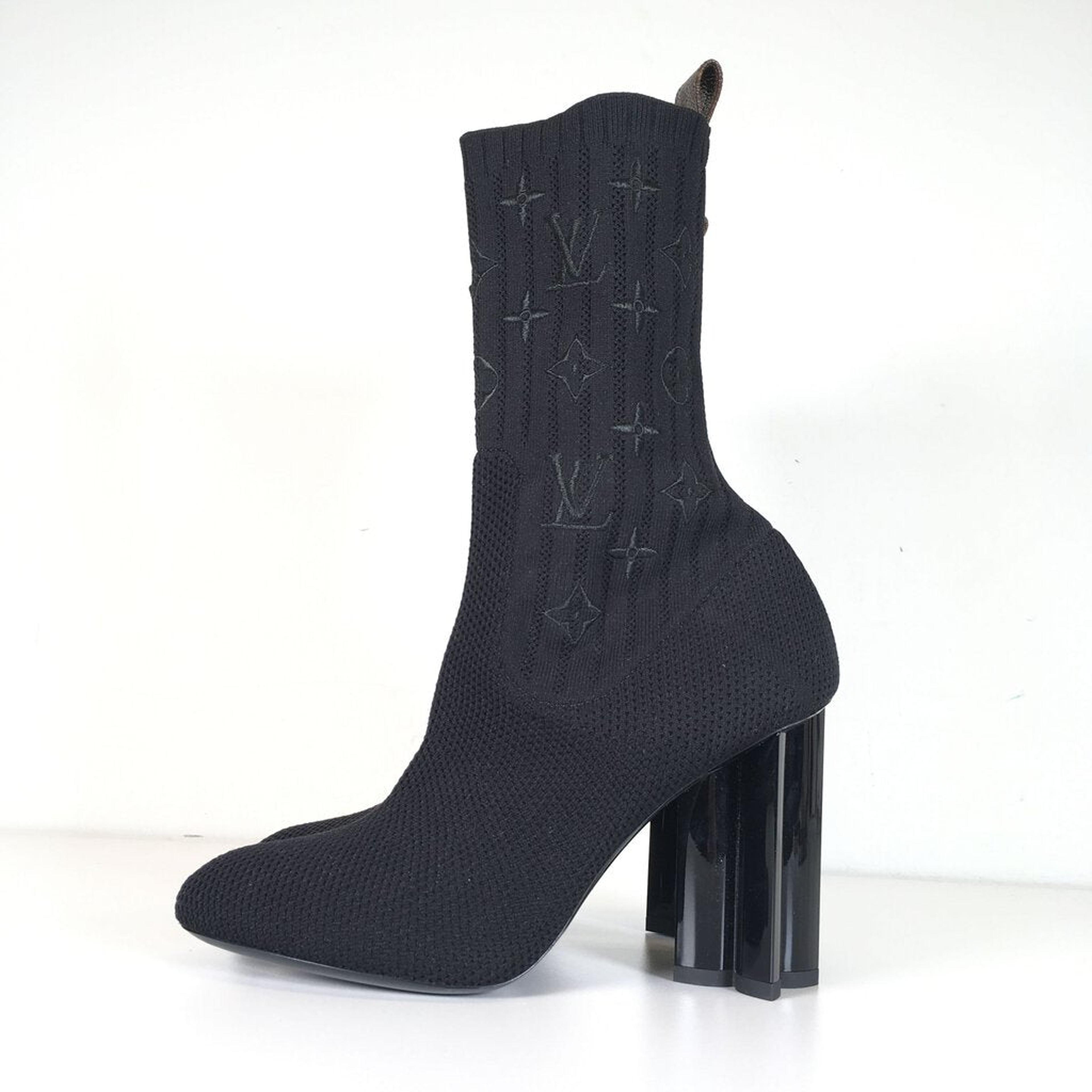 Louis Vuitton Black Elastic Fabric Silhouette Ankle Boot LV