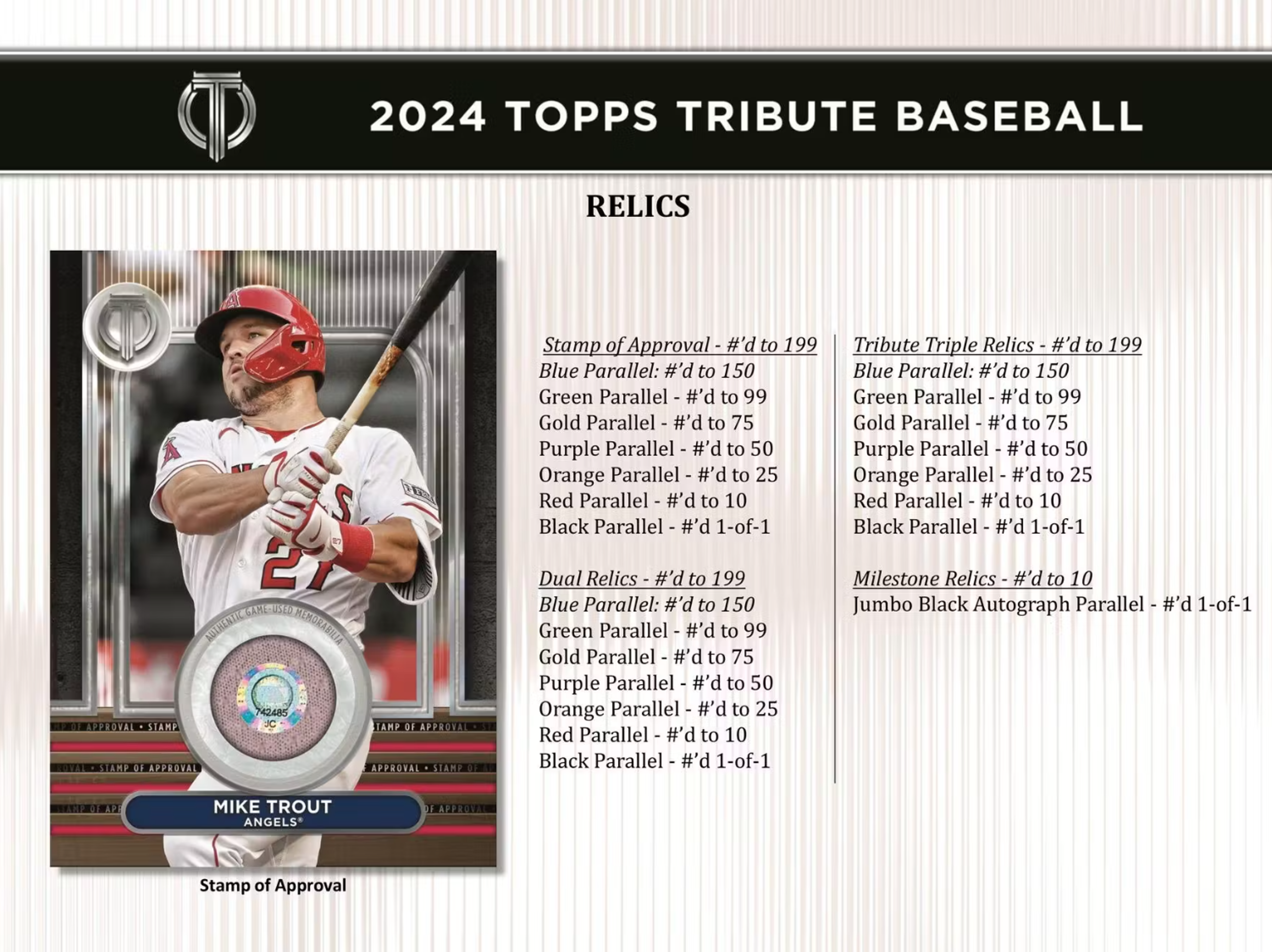 Alternate View 5 of 2024 Topps Tribute Baseball Hobby Pack