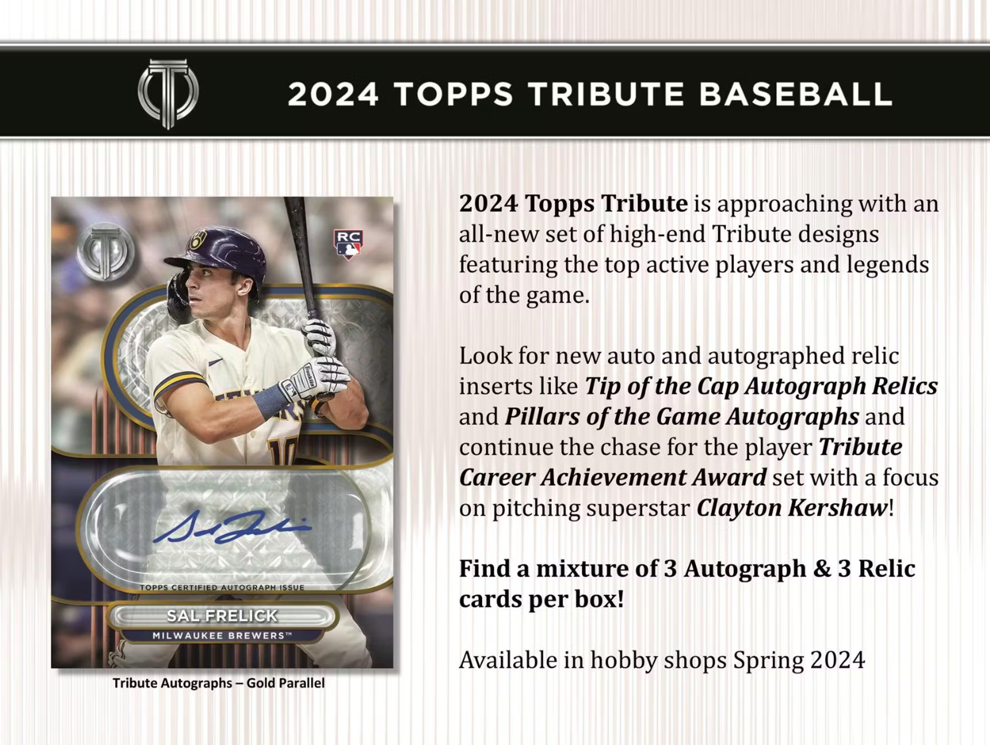Alternate View 1 of 2024 Topps Tribute Baseball Hobby Pack
