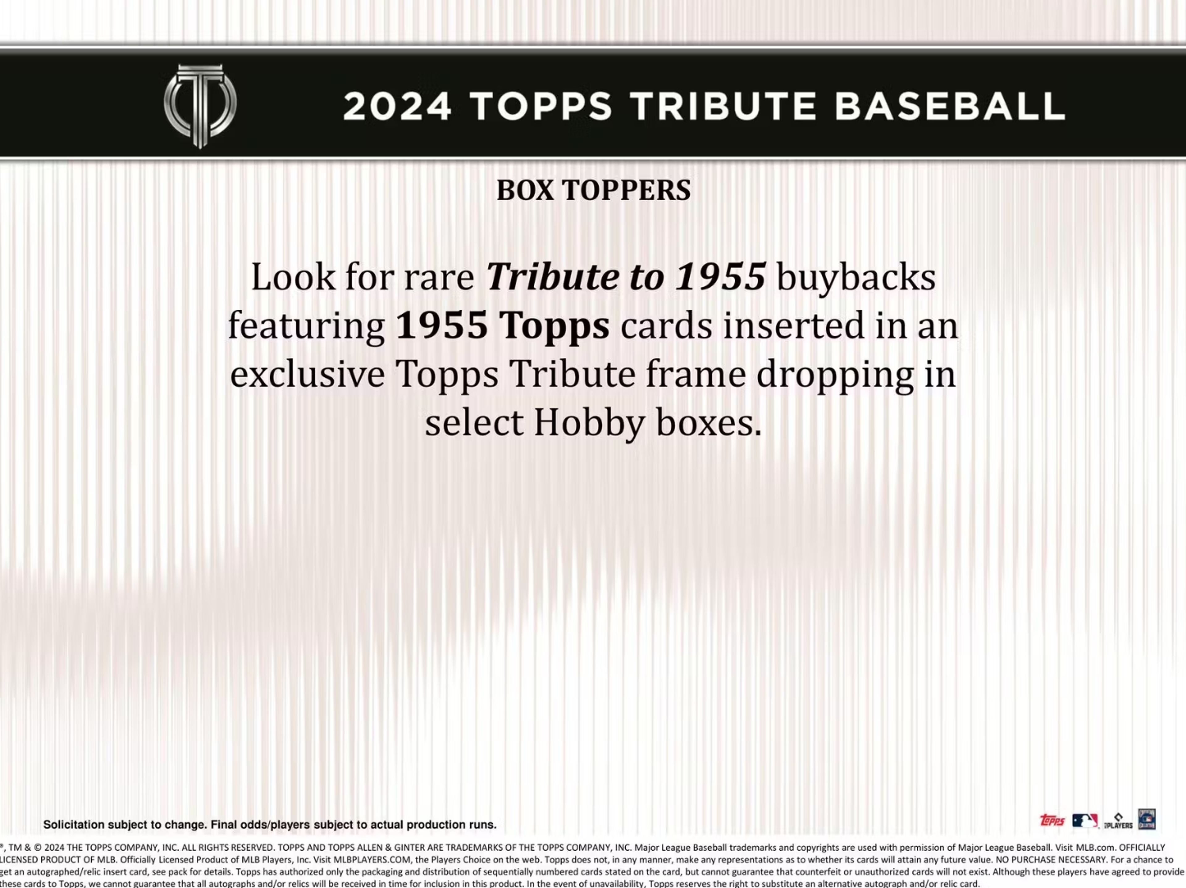 Alternate View 7 of 2024 Topps Tribute Baseball Hobby Pack