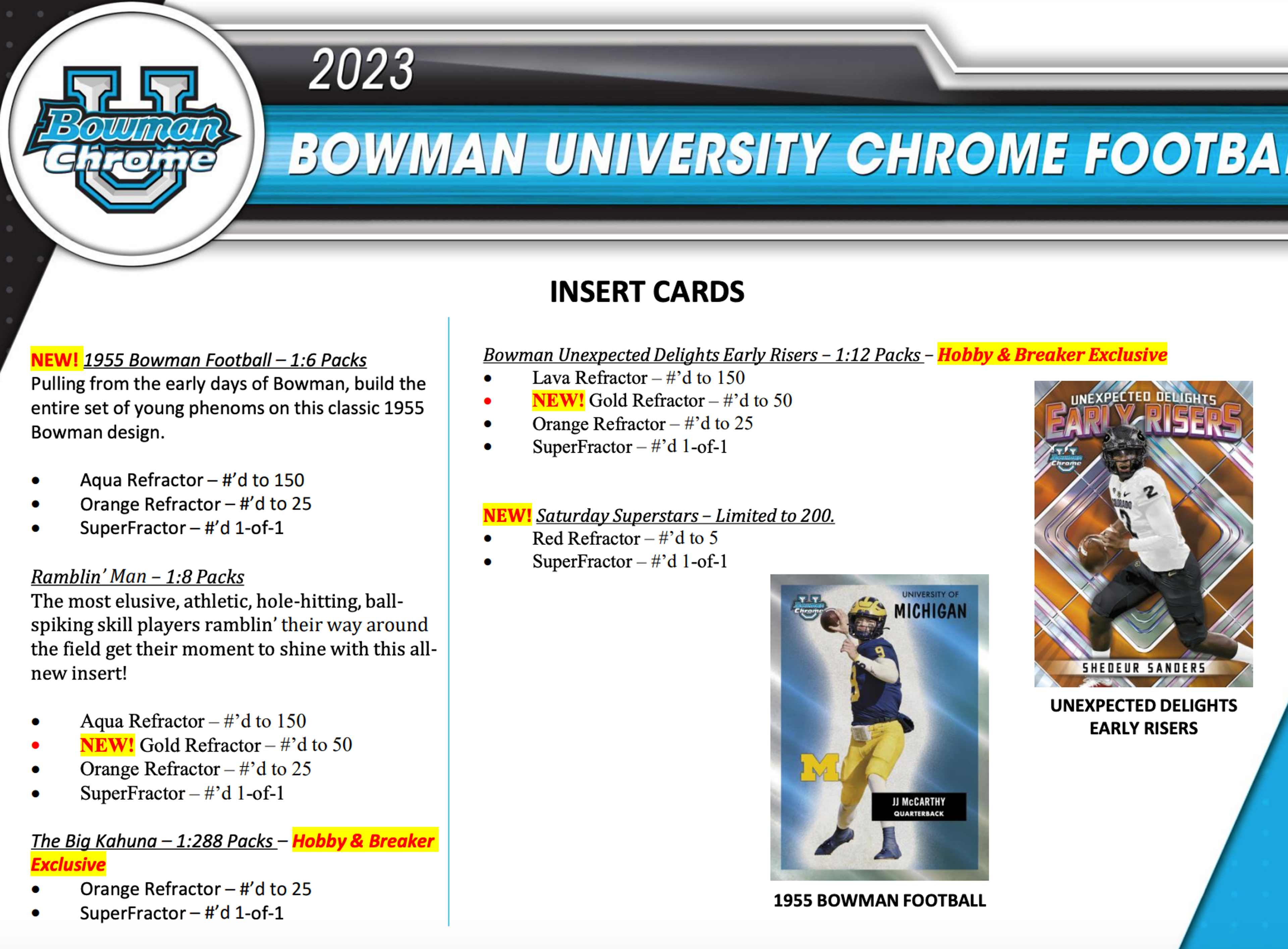 Alternate View 3 of 2023 Bowman Chrome University Football Hobby Box