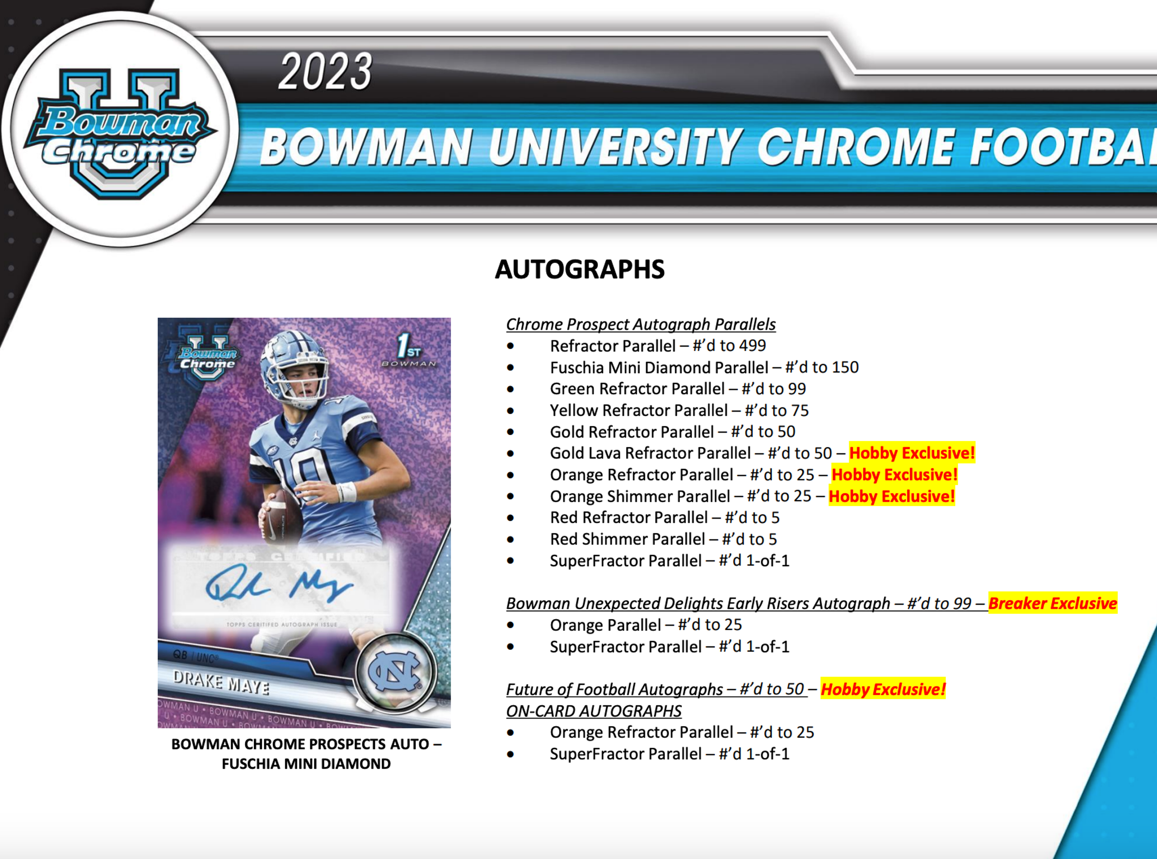 Alternate View 4 of 2023 Bowman Chrome University Football Hobby Box