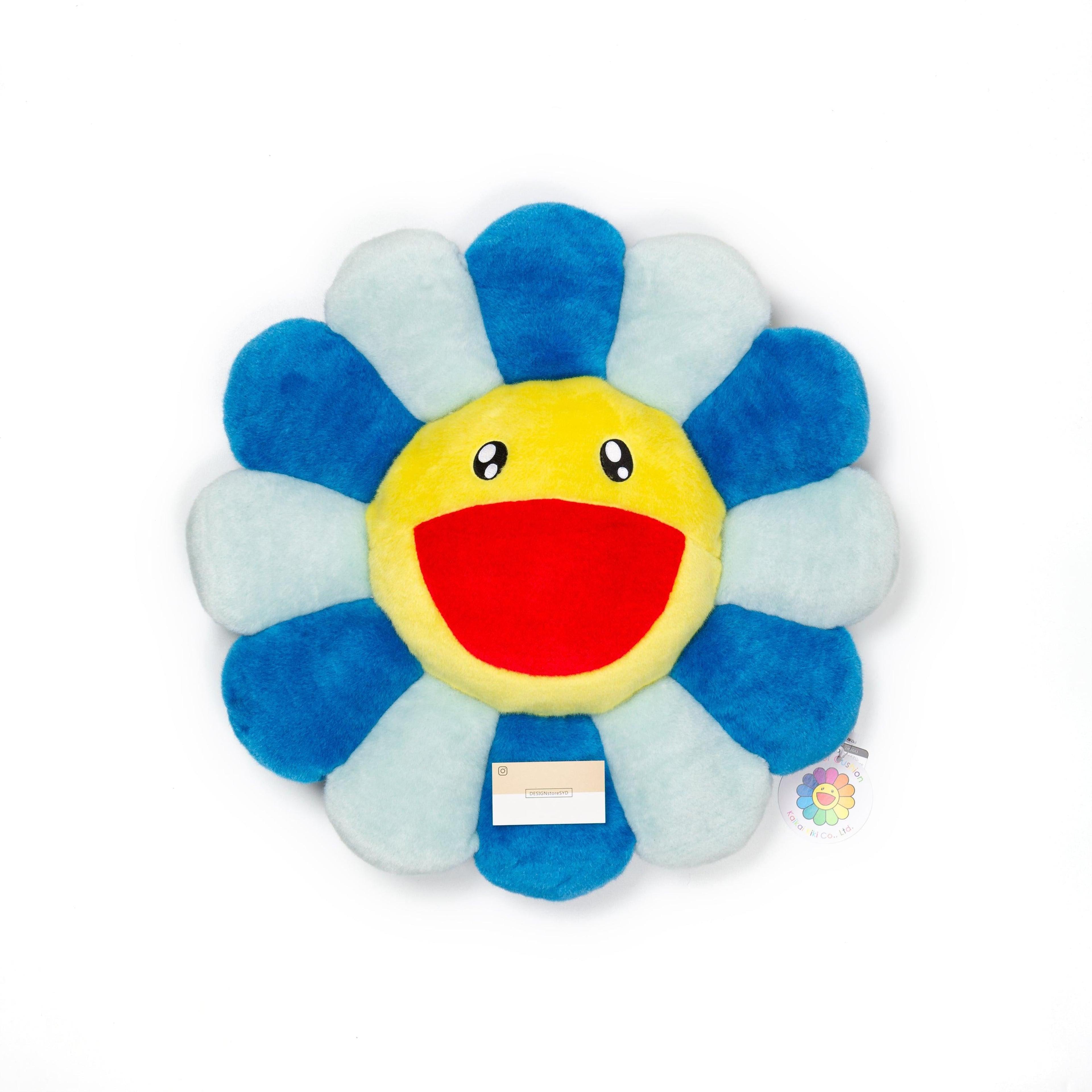 Takashi Murakami flower pillow cushion blue