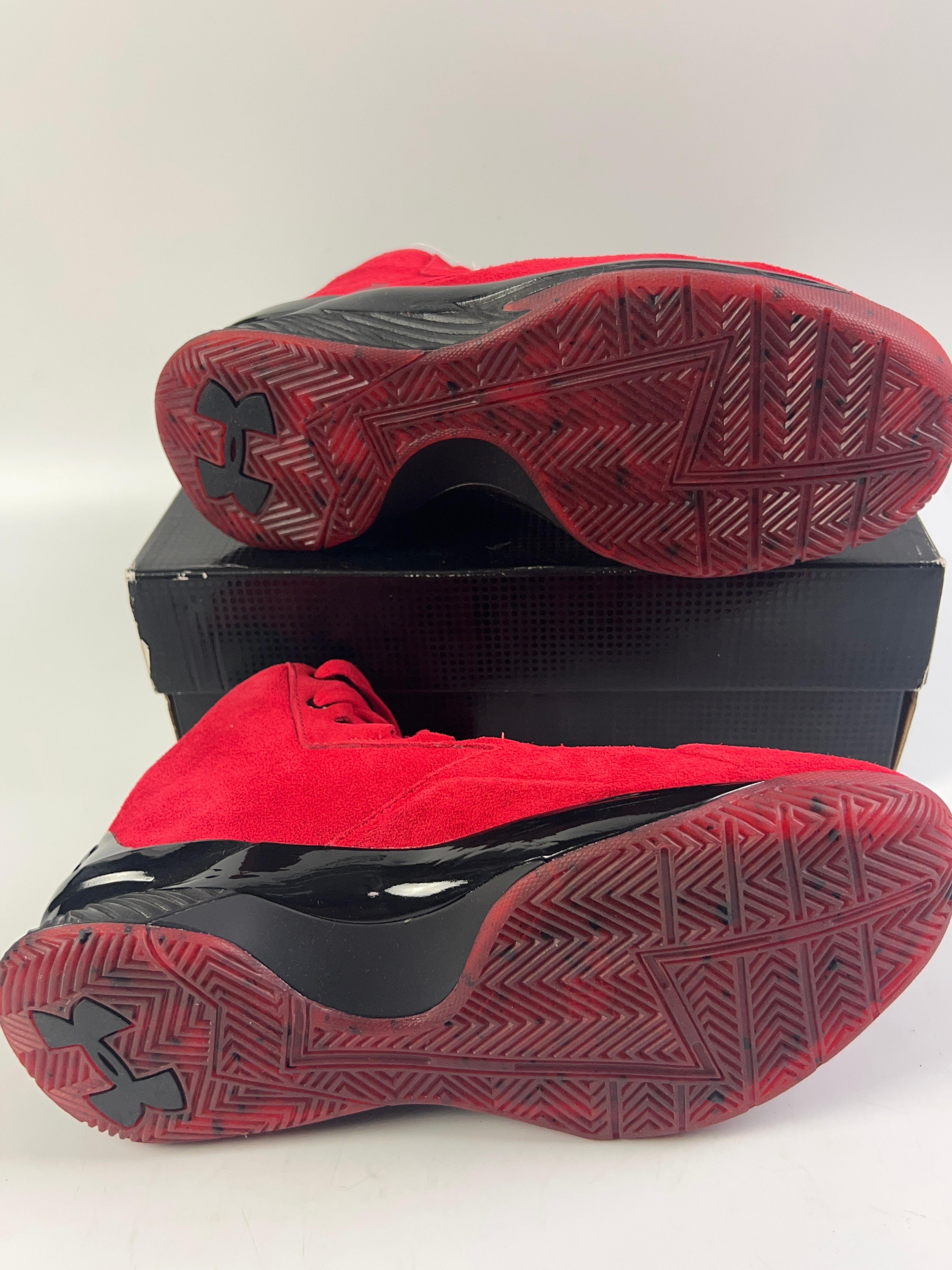 Alternate View 4 of Under Armour UA Curry 1 Lux Mid Red Suede Black 1296617-600 Size