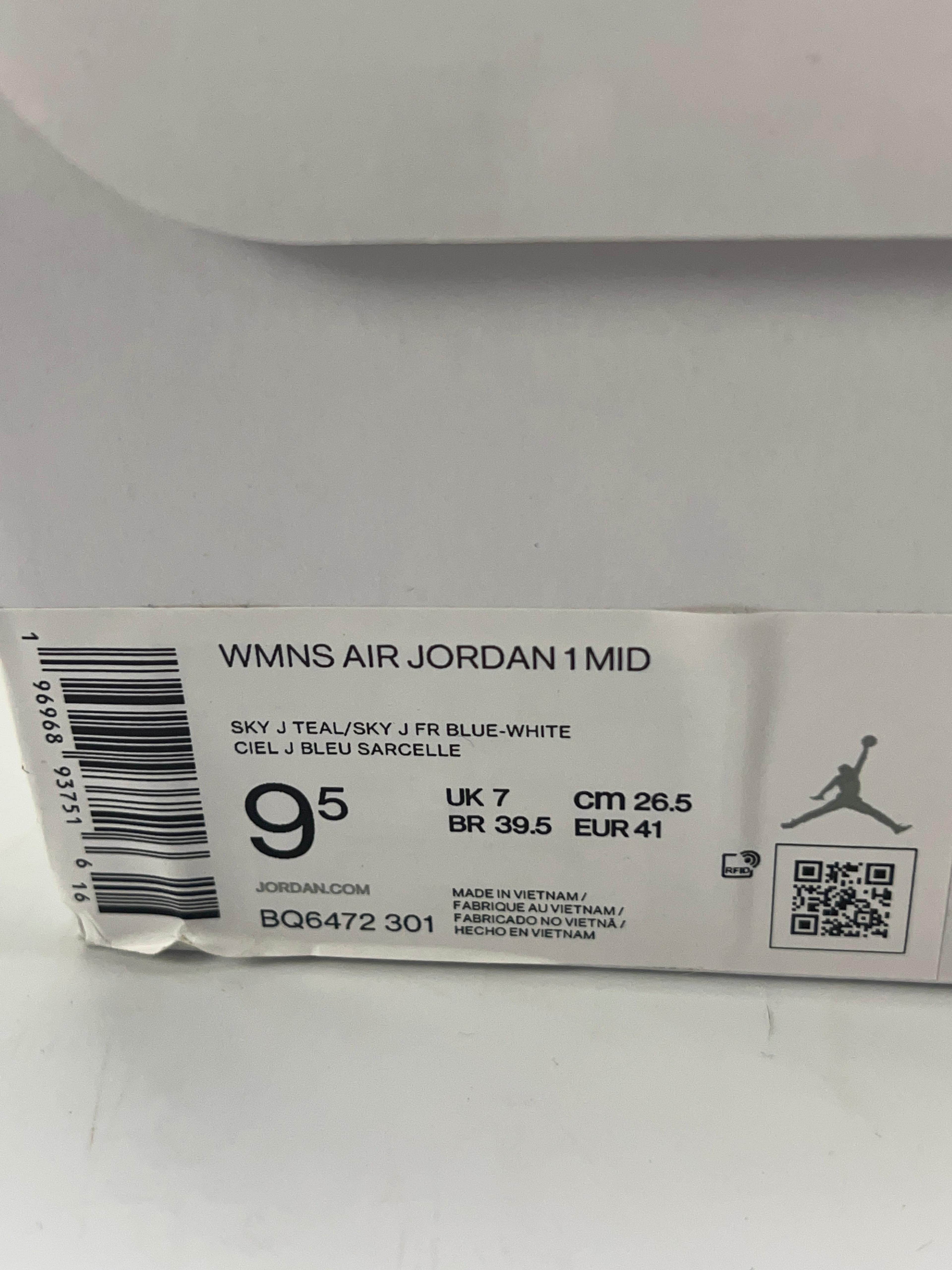 Alternate View 6 of Nike Air Jordan 1 Mid Sky J Teal Blue White Sneakers BQ6472-301 