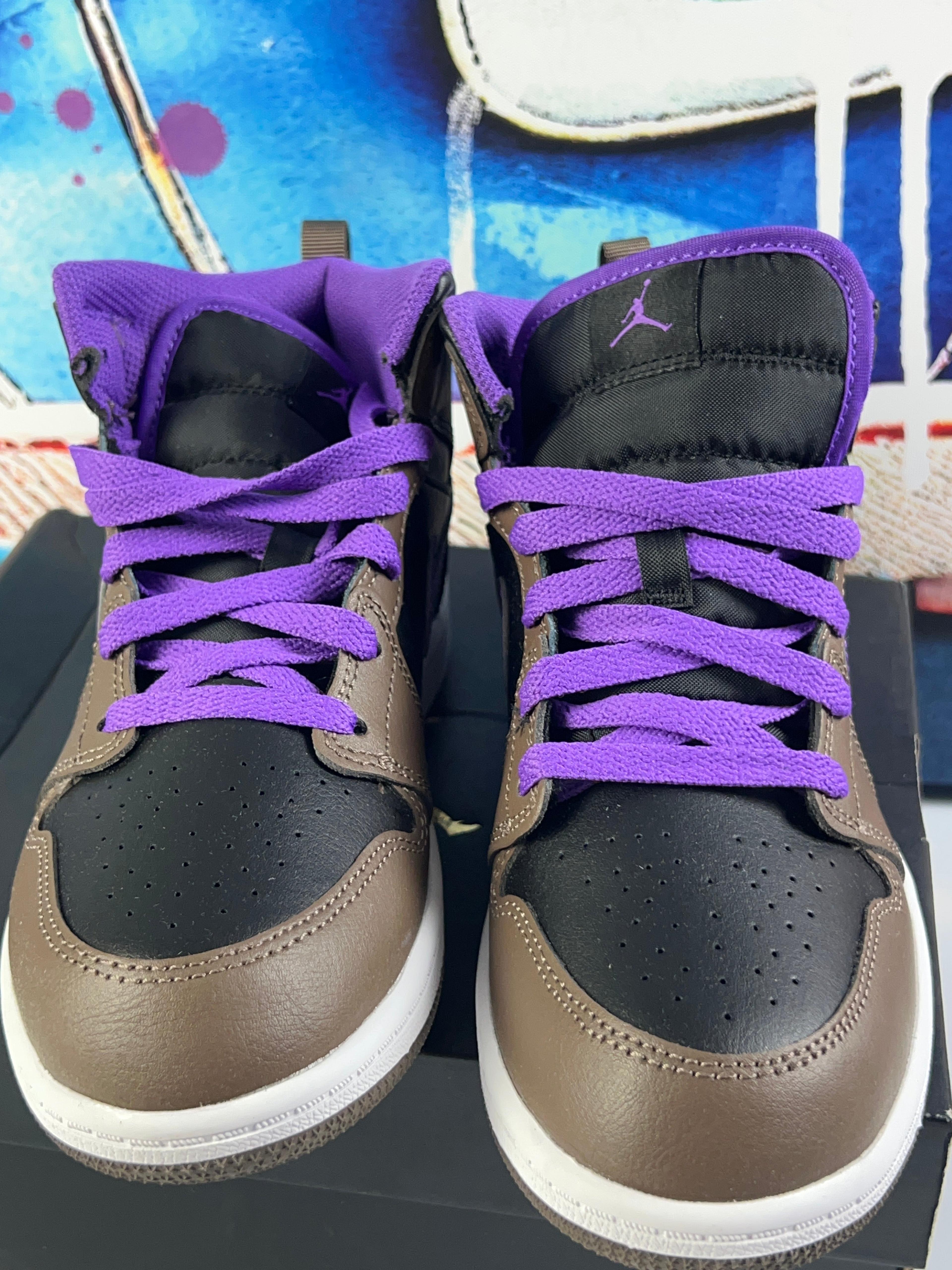 Alternate View 2 of Air Jordan 1 Mid Shoes "Purple Mocha" Palomino Wild Berry DQ8424