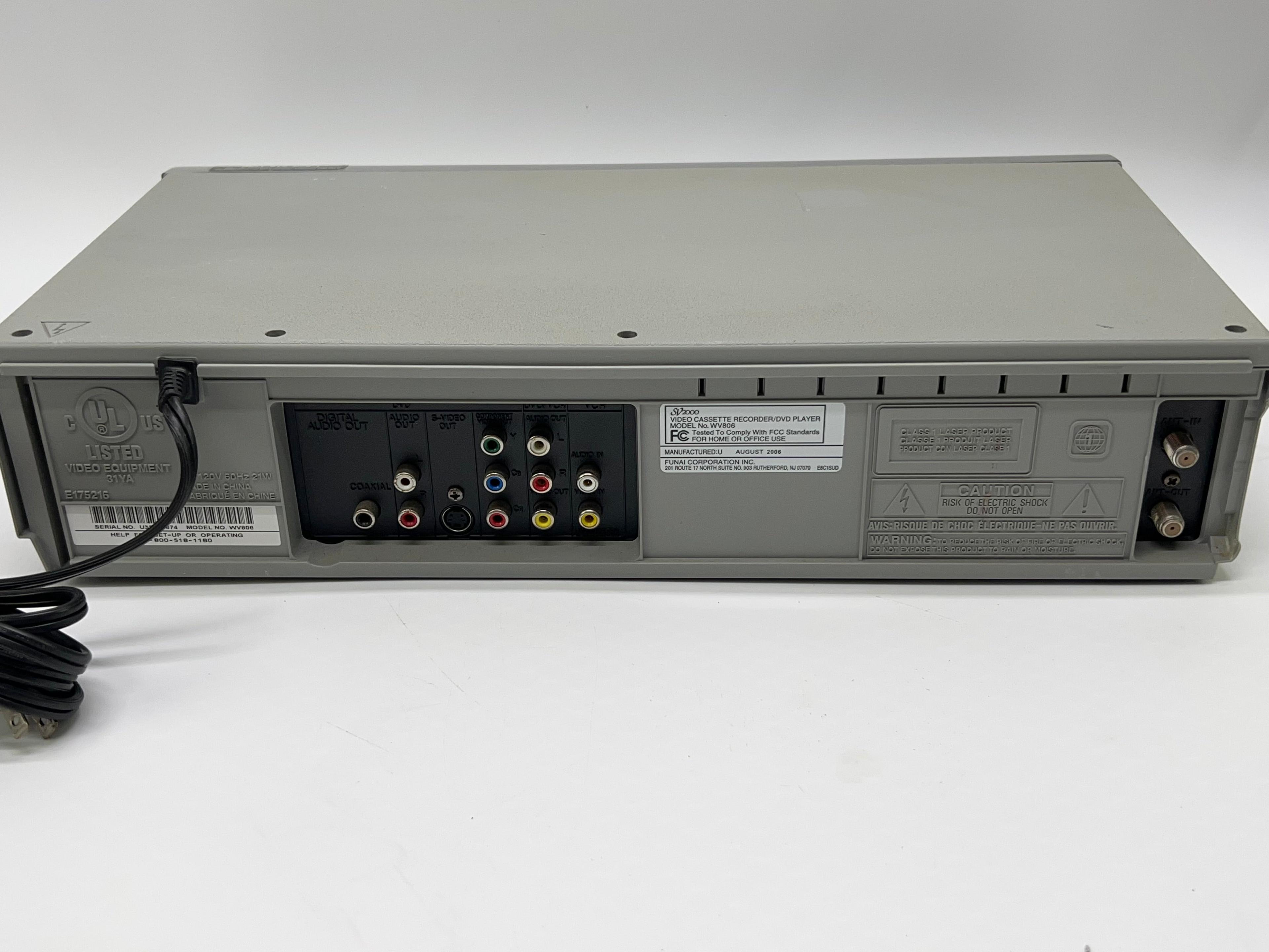 Alternate View 6 of SV2000 FUNAI WV806 DVD Player / VCR VHS Combo 4-Head Recorder No