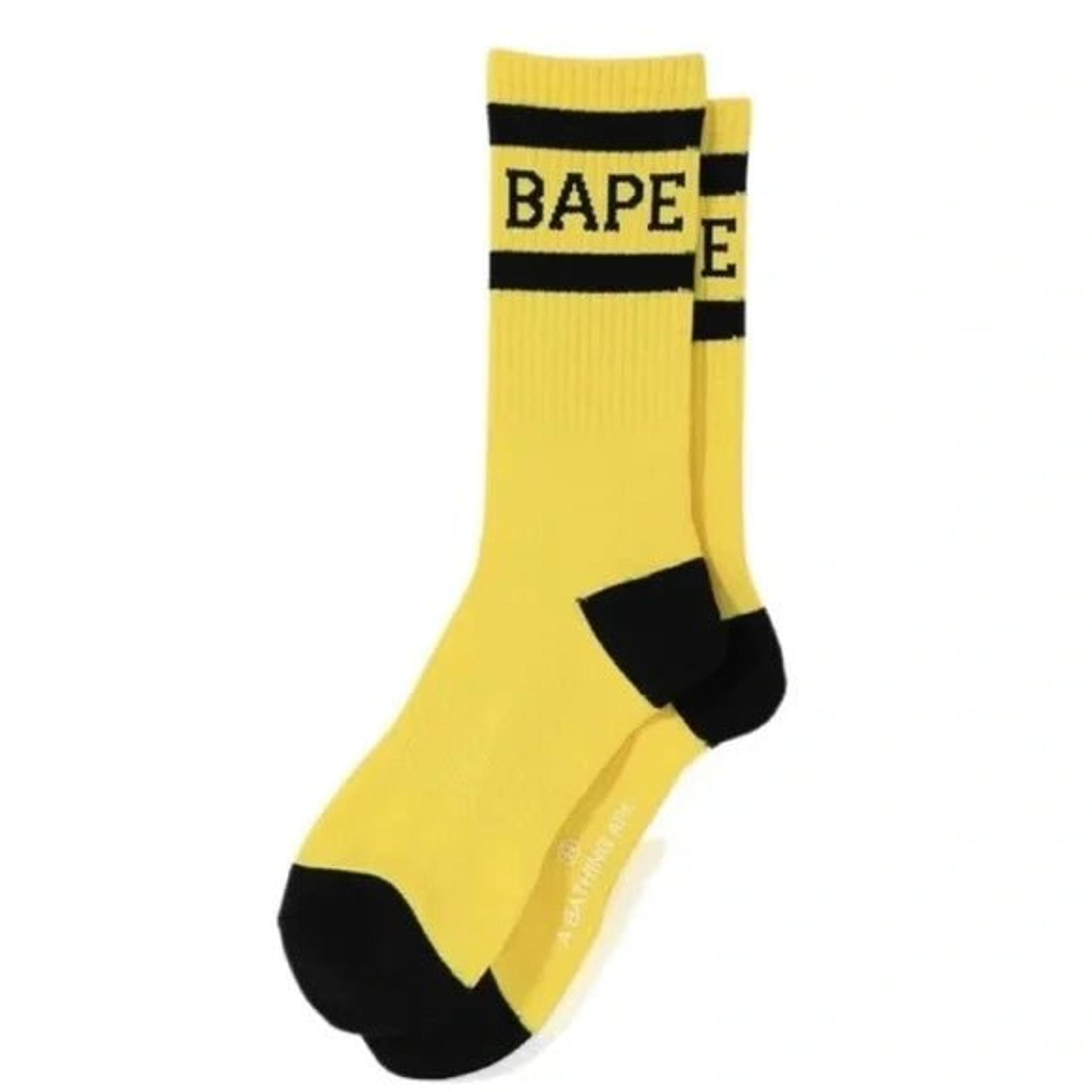 BAPE Yellow Socks Black Font