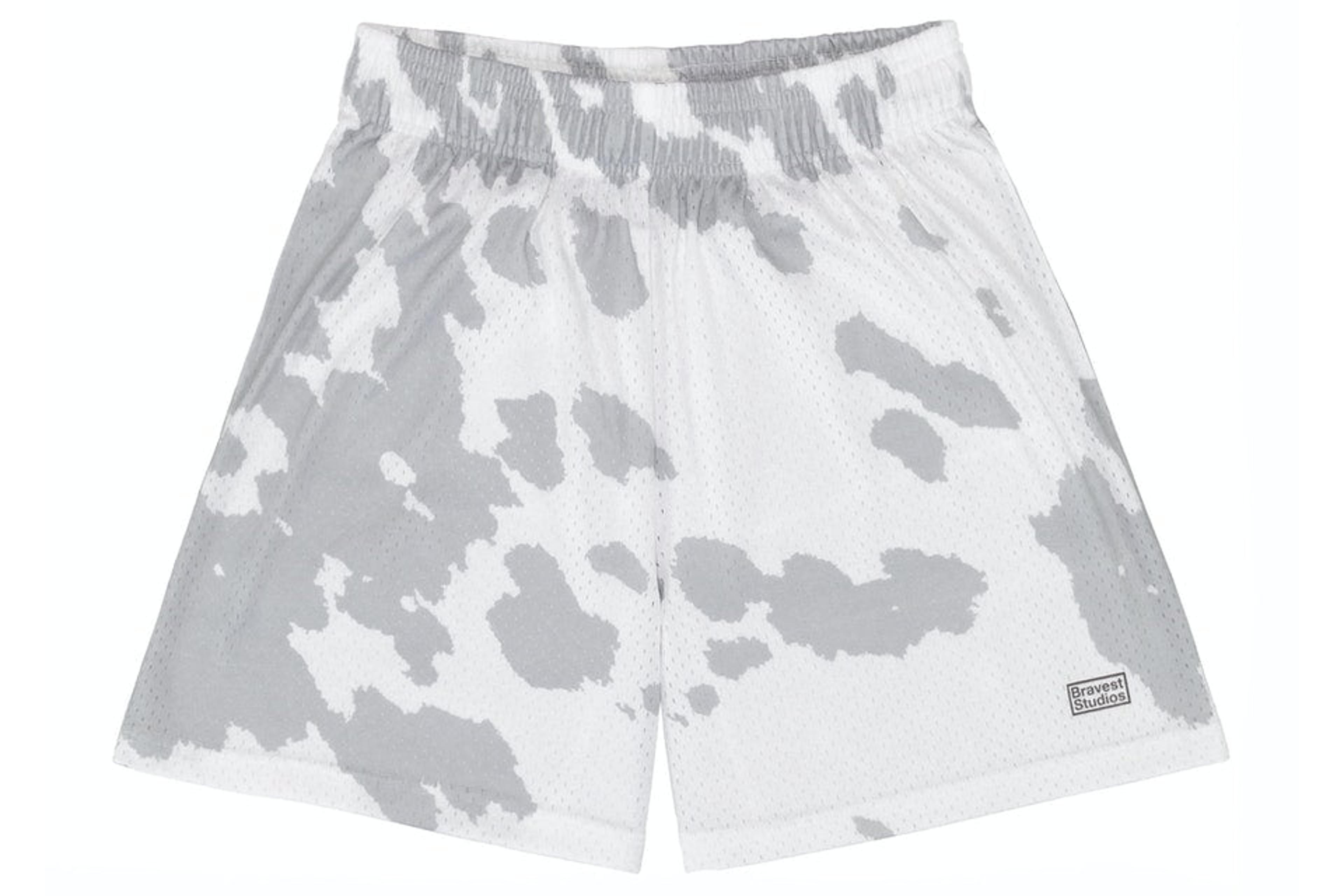 NTWRK - Bravest Studios Cow Print Shorts Grey