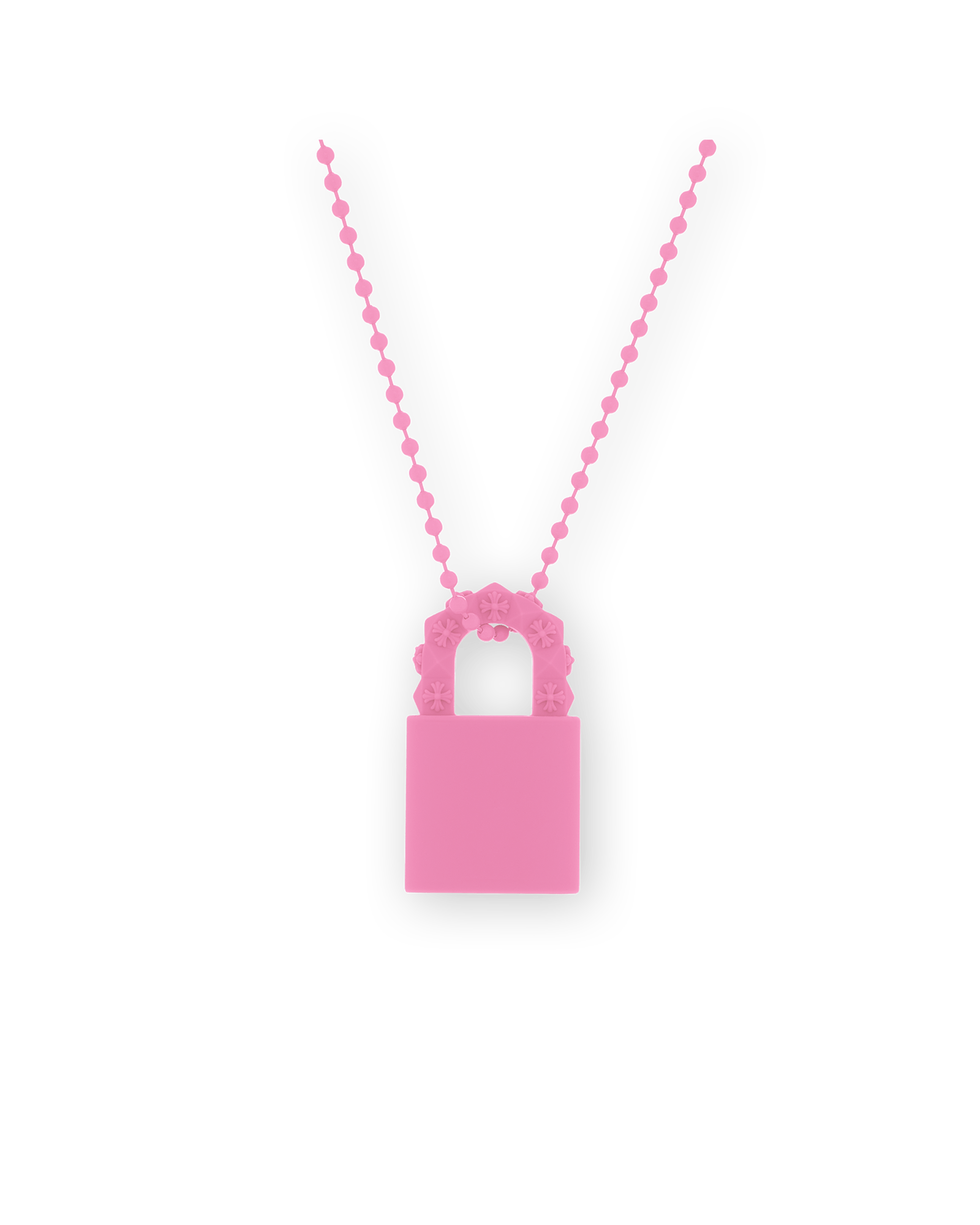 Alternate View 1 of Chrome Hearts Silichrome Padlock Fleurknee Necklace Pink