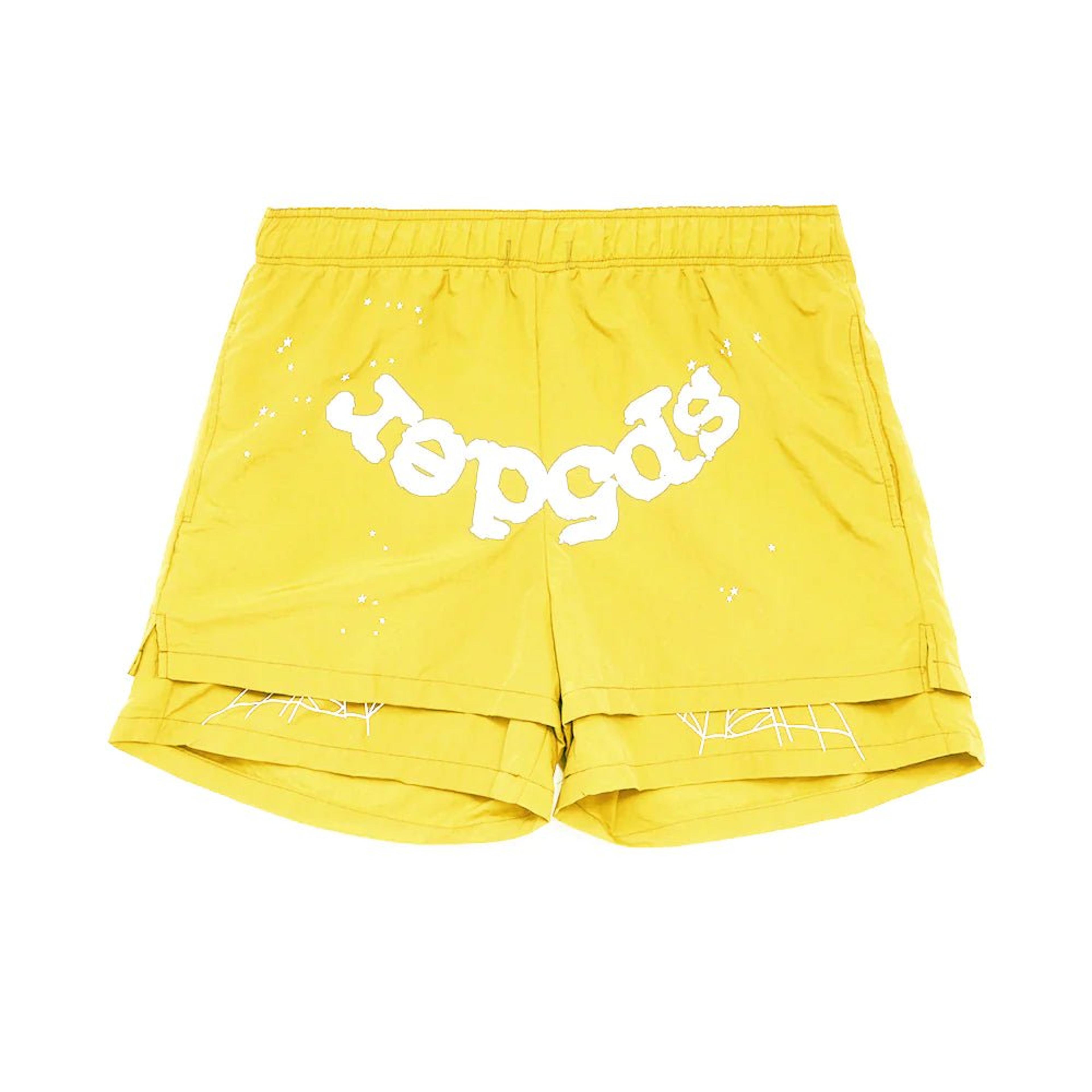 Sp5der Yellow Logo Shorts