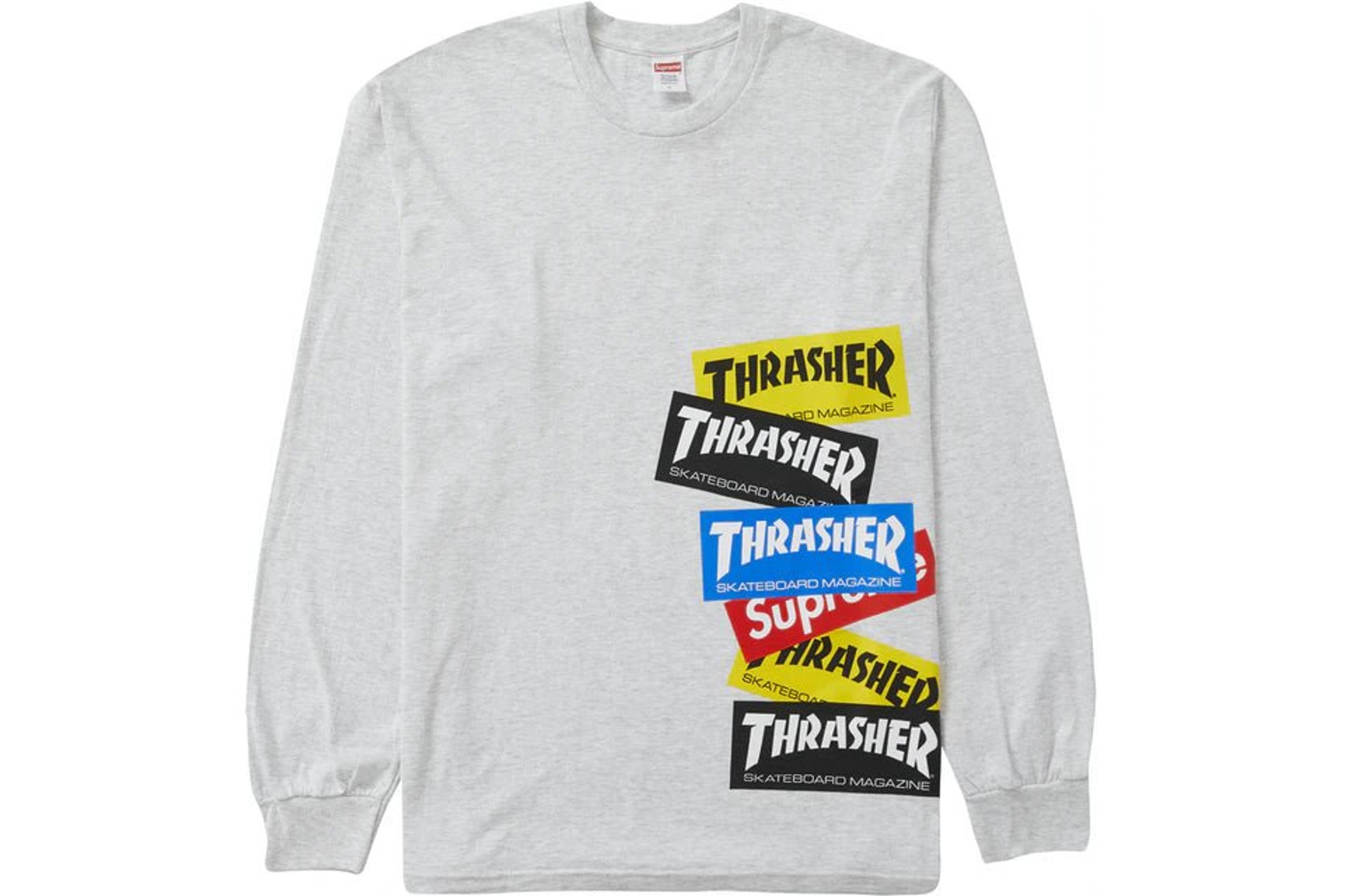 Supreme Thrasher Multi Logo L/S Tee Ash Grey