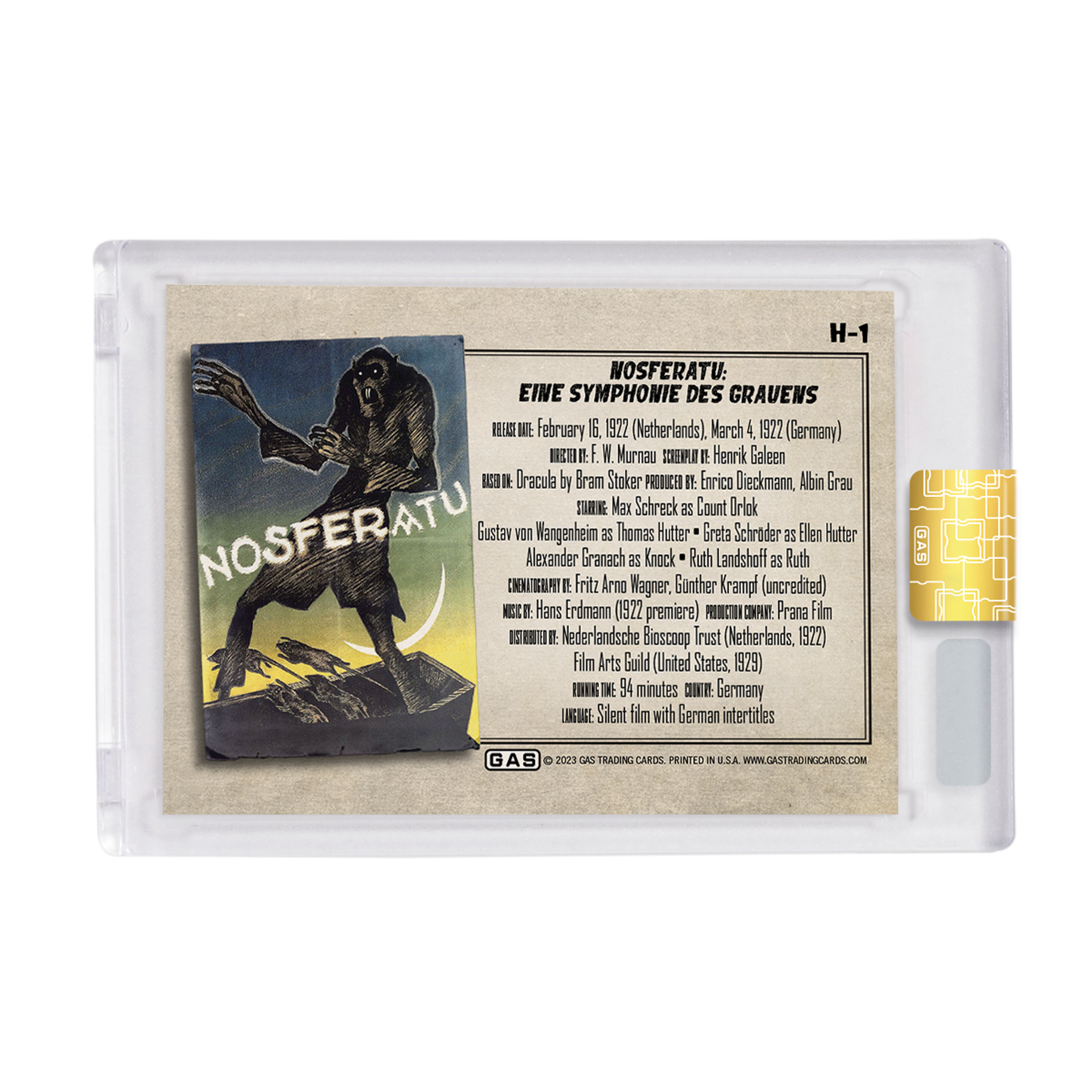 Alternate View 2 of Limited Edition GAS Horror #1 Nosferatu Cracked Foil Prism Card