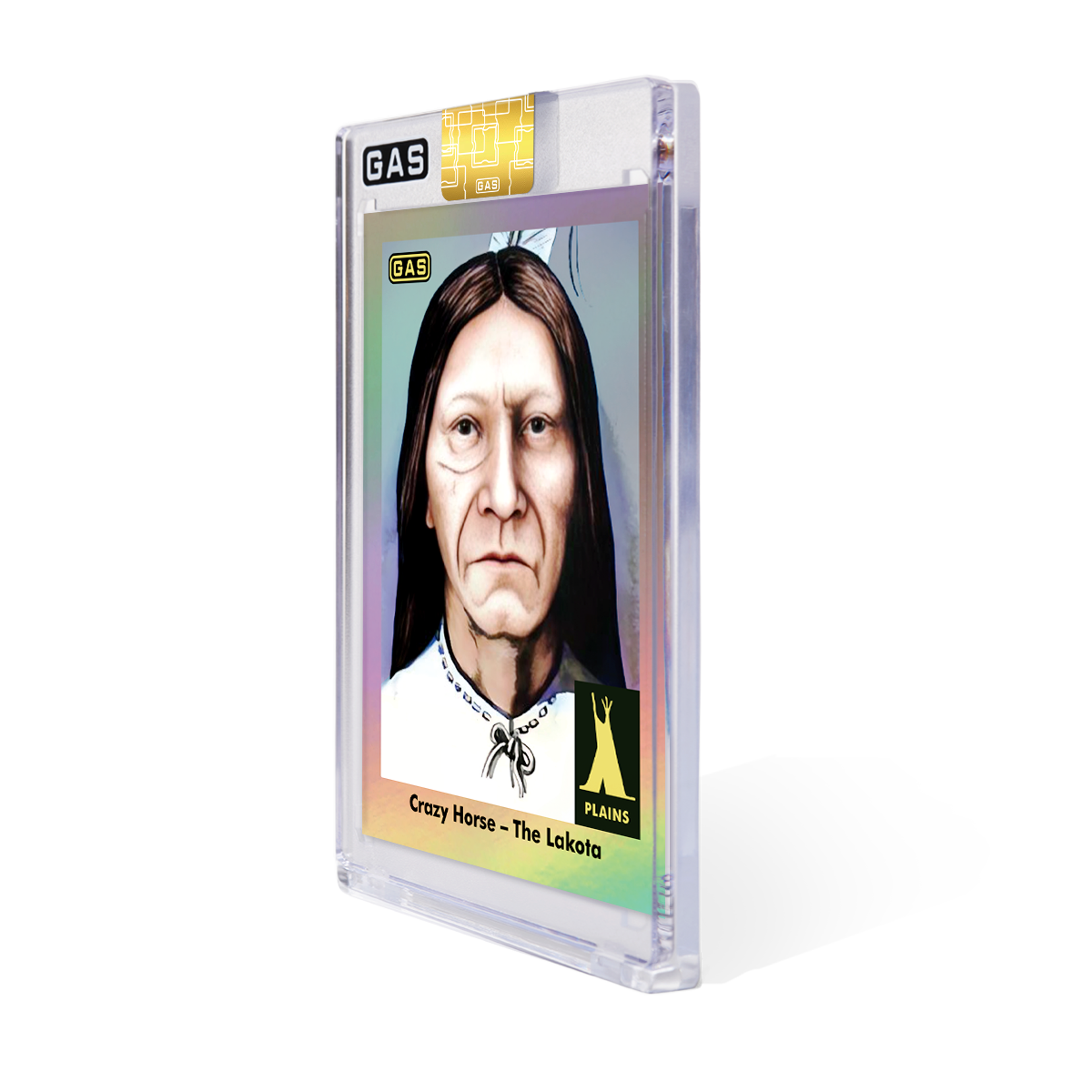 Alternate View 1 of GAS Series 3 #25 Crazy Horse Rainbow Foil Prism Trading Card #
