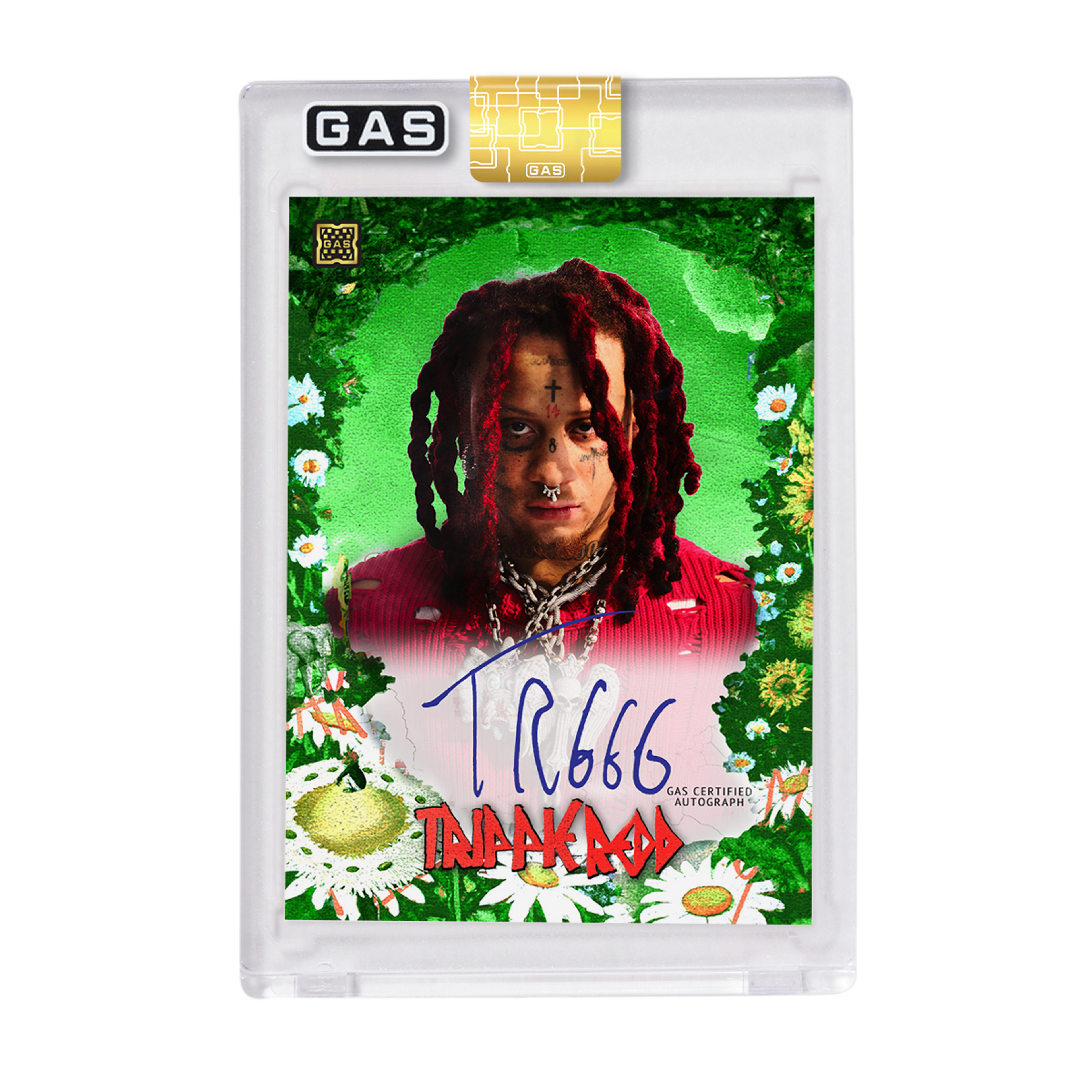 Alternate View 2 of Limited Edition Trippie Redd Cracked Foil #’d to 100 GAS Card 