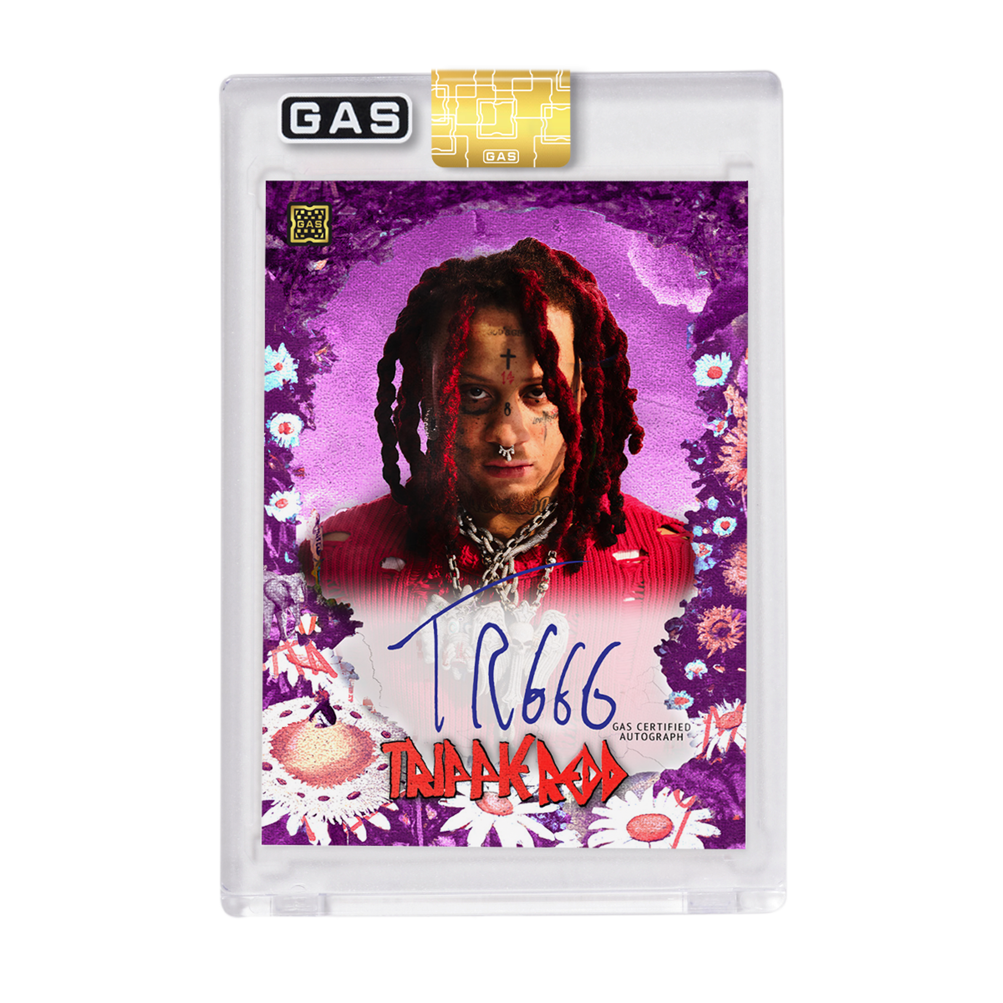 Alternate View 3 of Limited Edition Trippie Redd Cracked Foil #’d to 100 GAS Card 