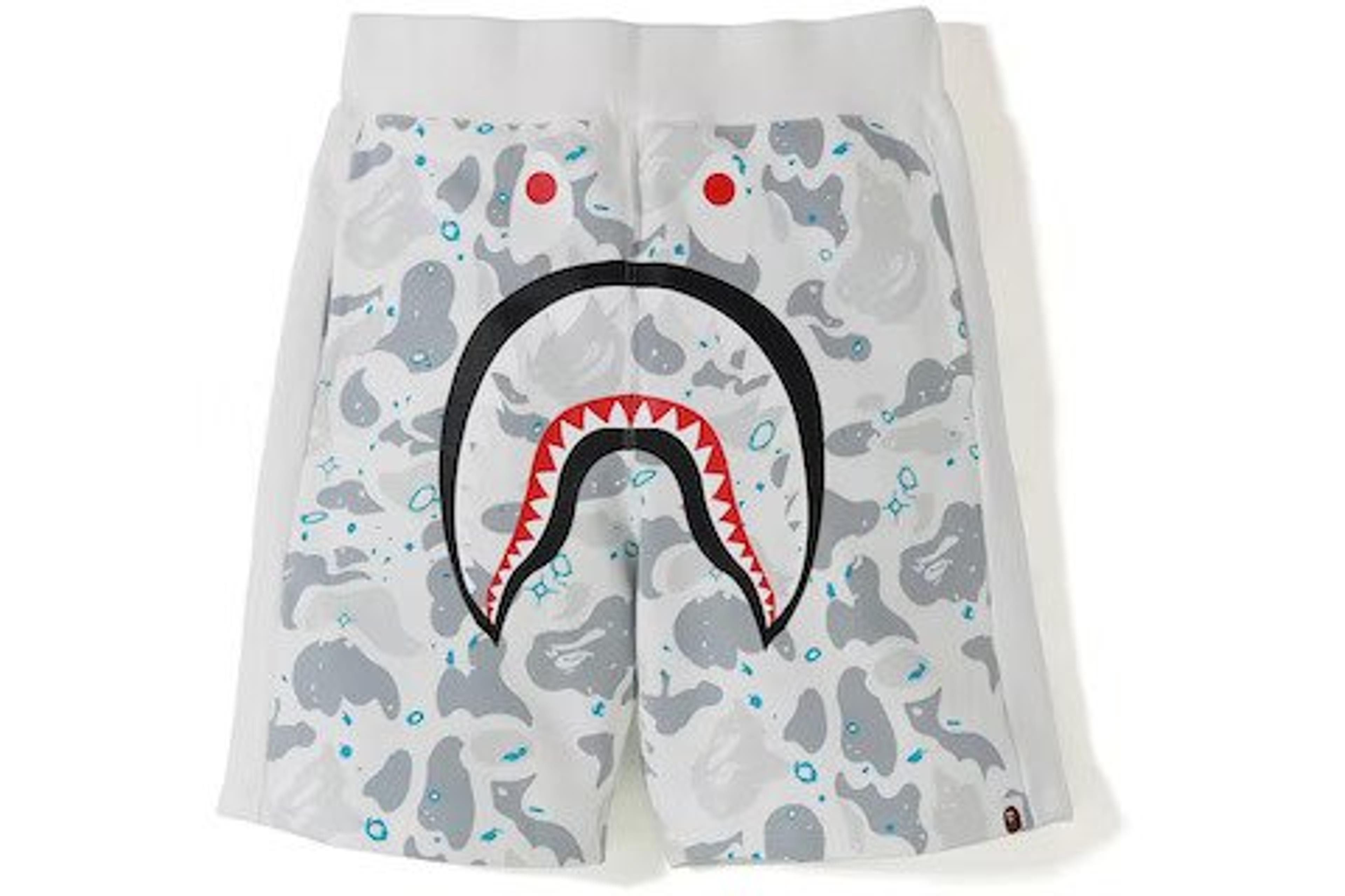 BAPE White 'Space Camo Shark' Shorts