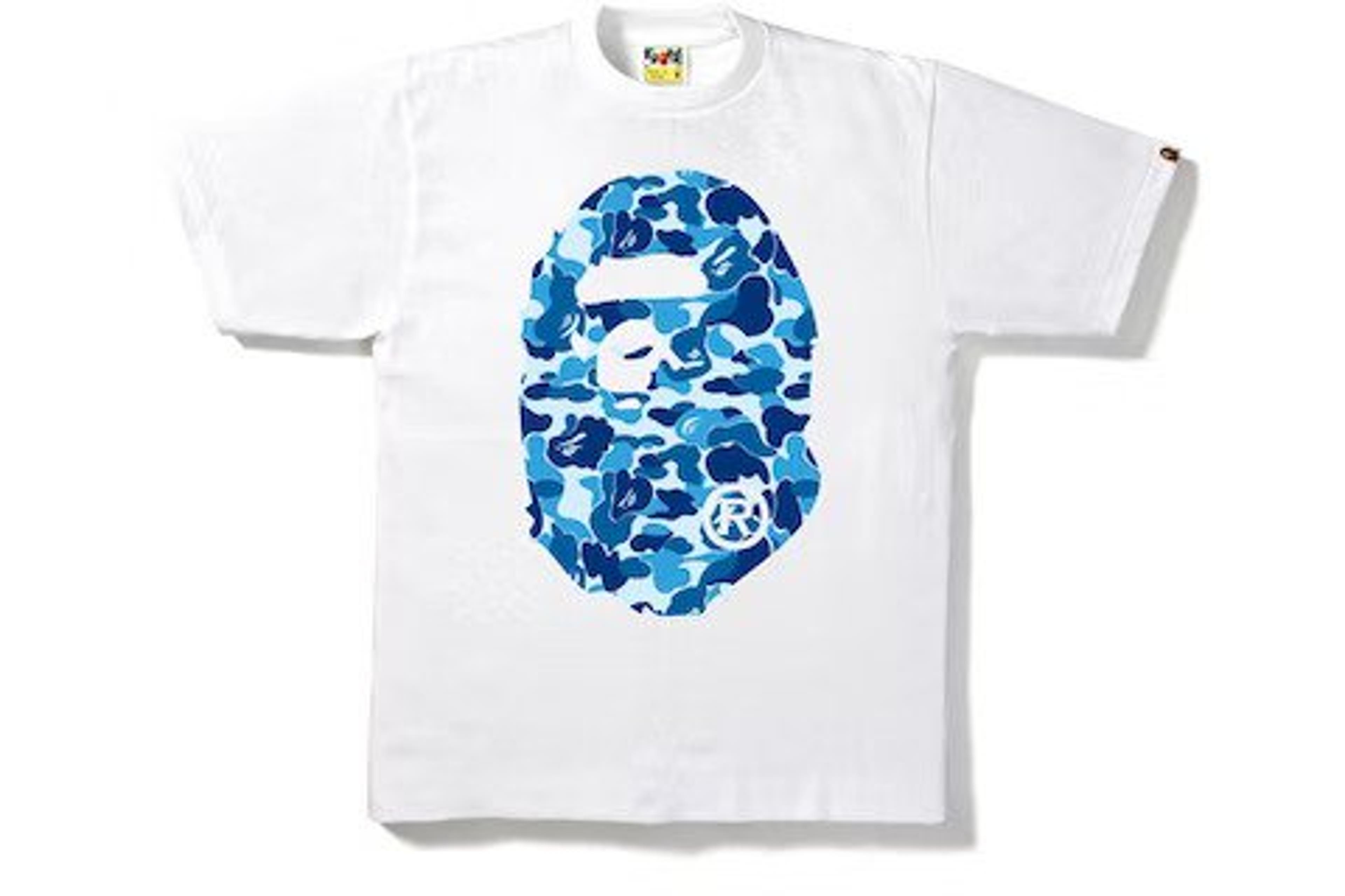 BAPE Blue/White 'ABC Camouflage Big Ape Head' T-Shirt