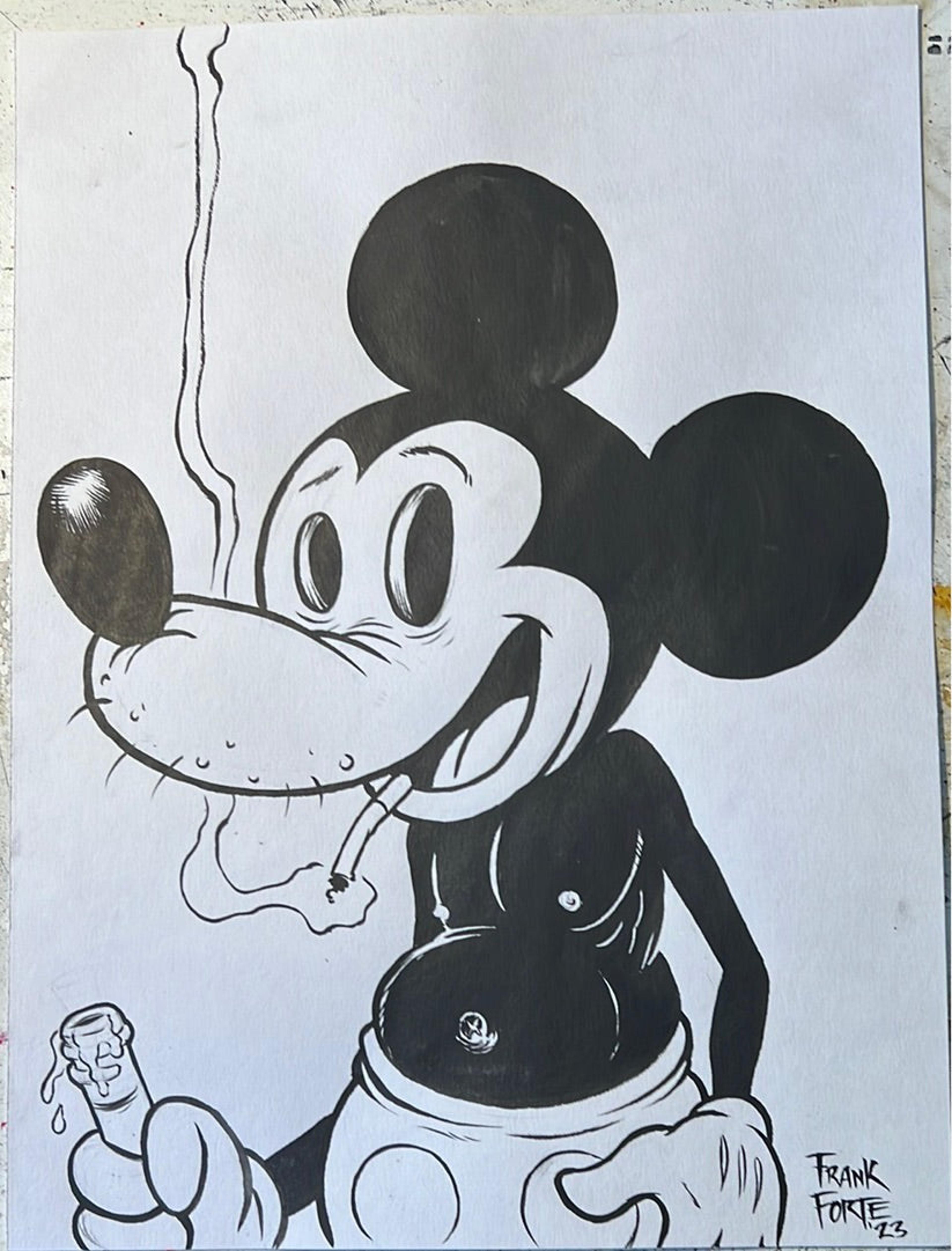 Mickey Mouse Smoking original drawing by Frank Forte original