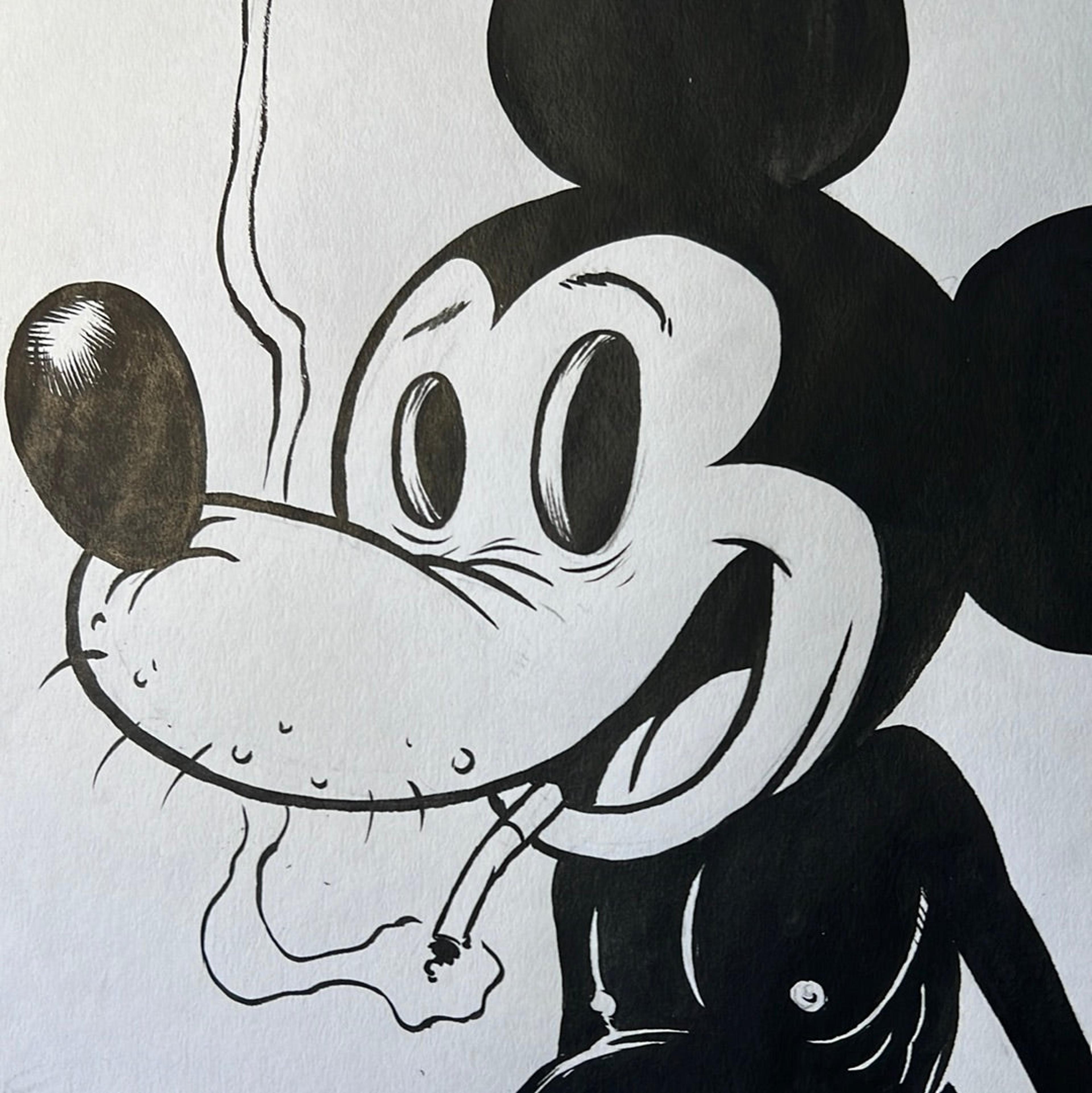 Alternate View 1 of Mickey Mouse Smoking original drawing by Frank Forte original