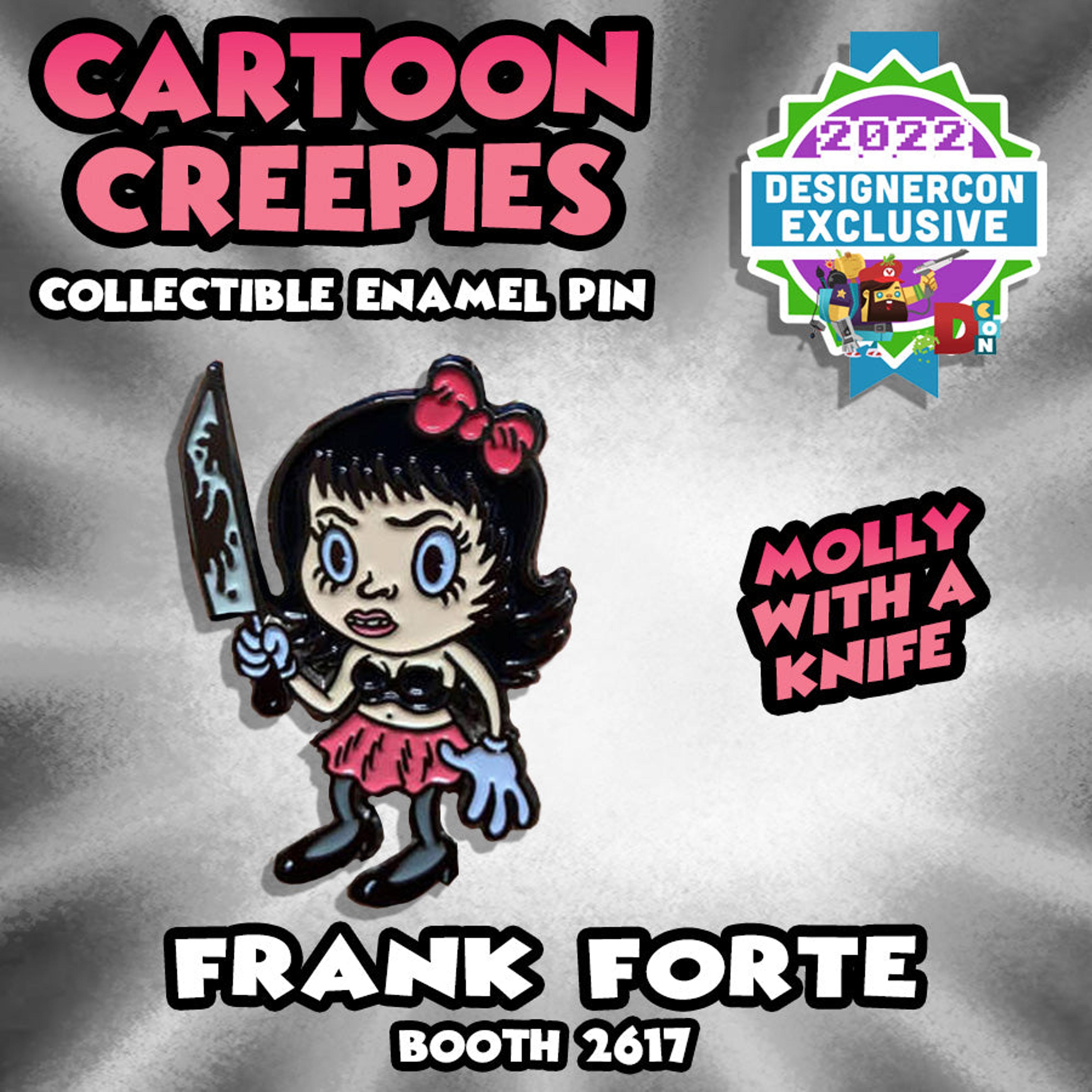 Cartoon Creepies-Molly with a Knife-1.75" Soft Enamel pin