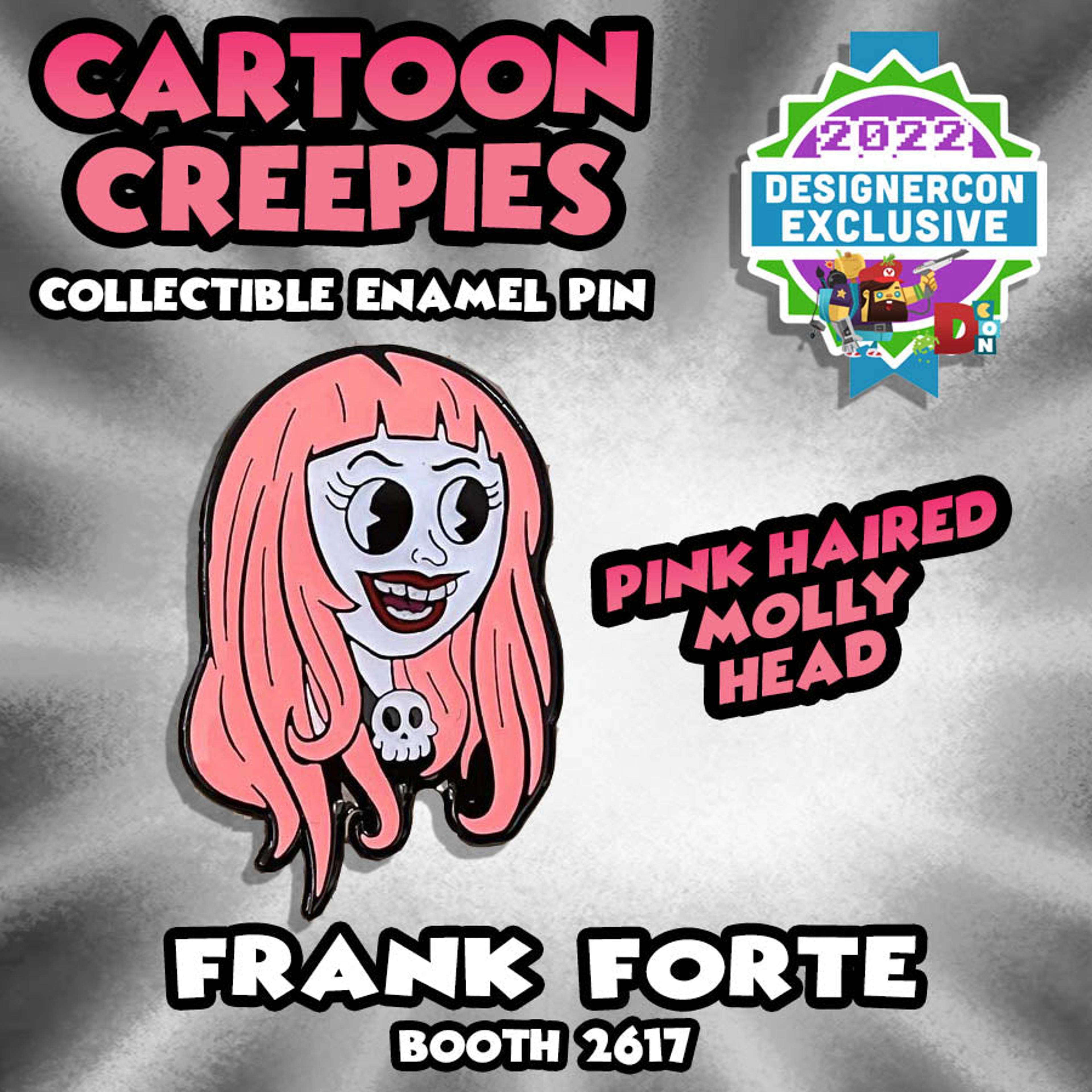 Cartoon Creepies-Pink Haired Molly Head-1.5" Soft Enamel pin