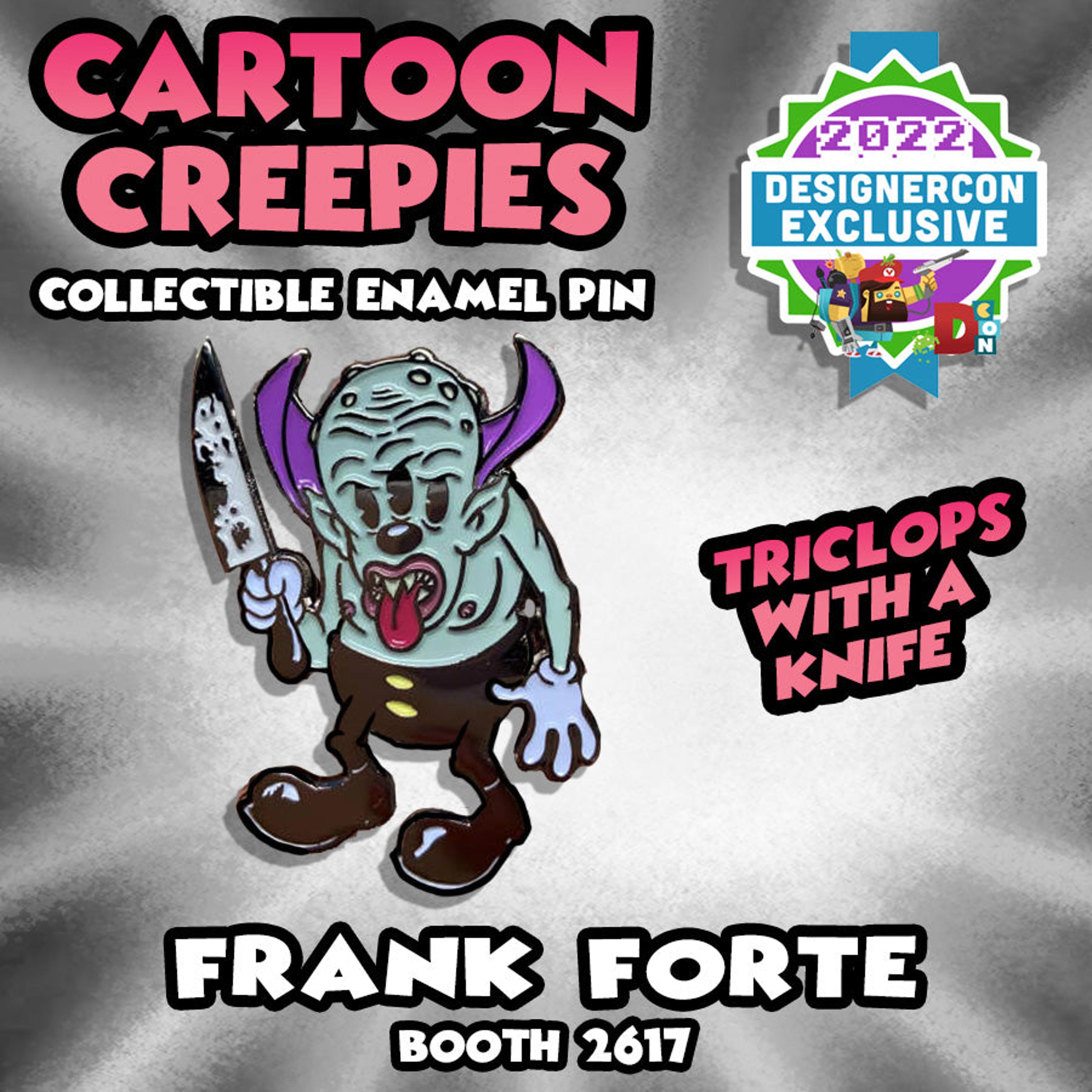 Cartoon Creepies-Triclops with a Knife-1.75" Soft Enamel pin