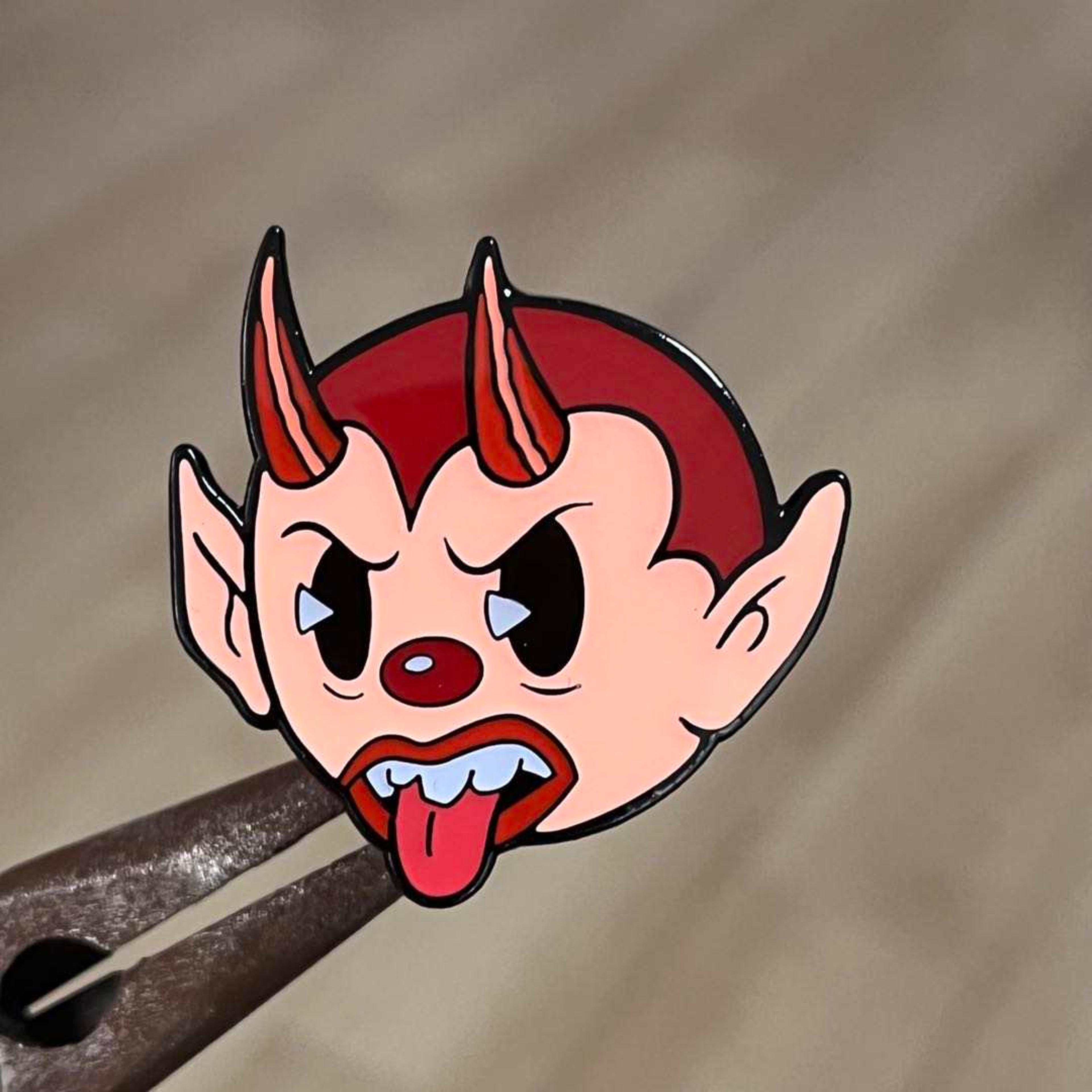 Alternate View 1 of Cartoon Creepies-Brainy Devil Head-1.5" Soft Enamel pin