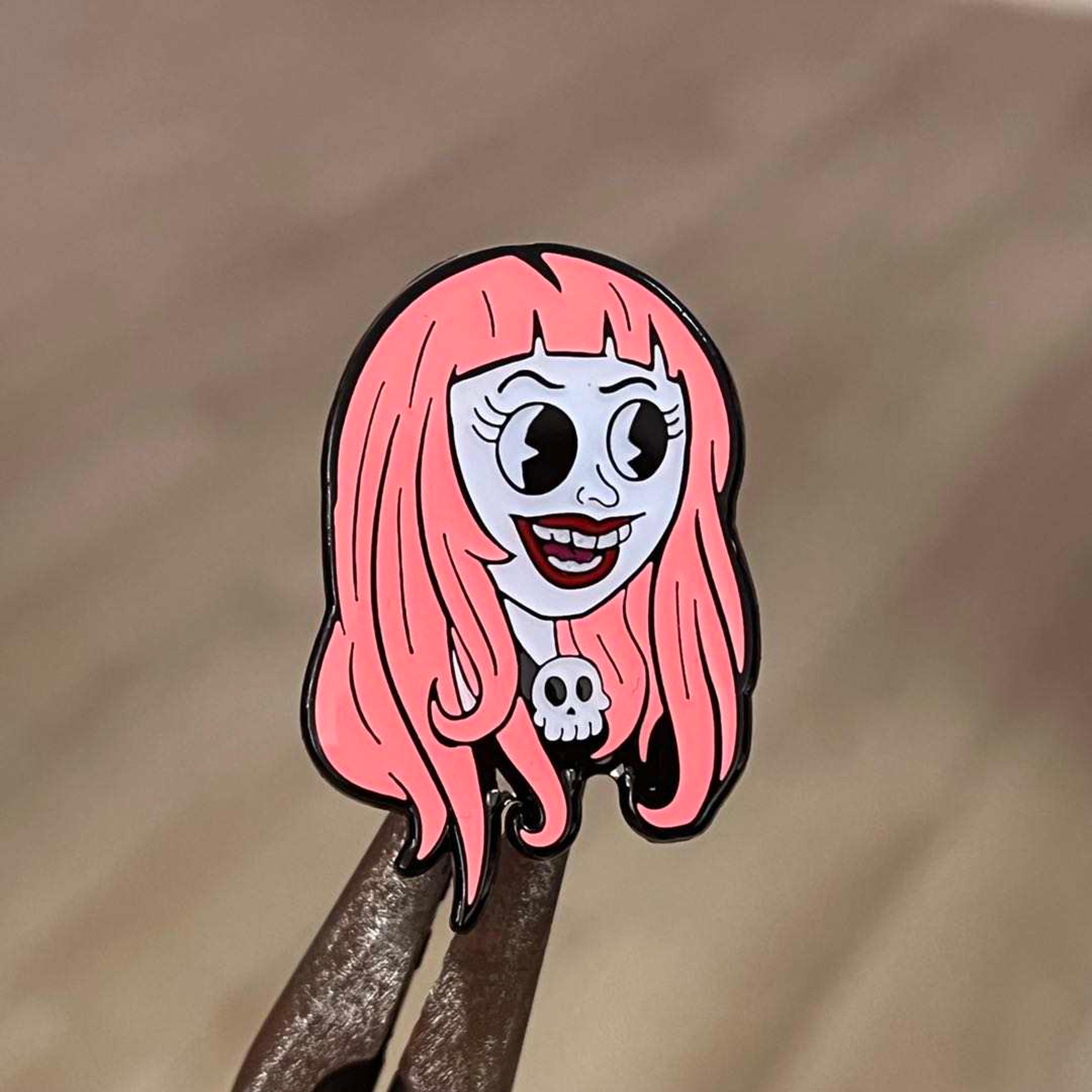 Alternate View 1 of Cartoon Creepies-Pink Haired Molly Head-1.5" Soft Enamel pin