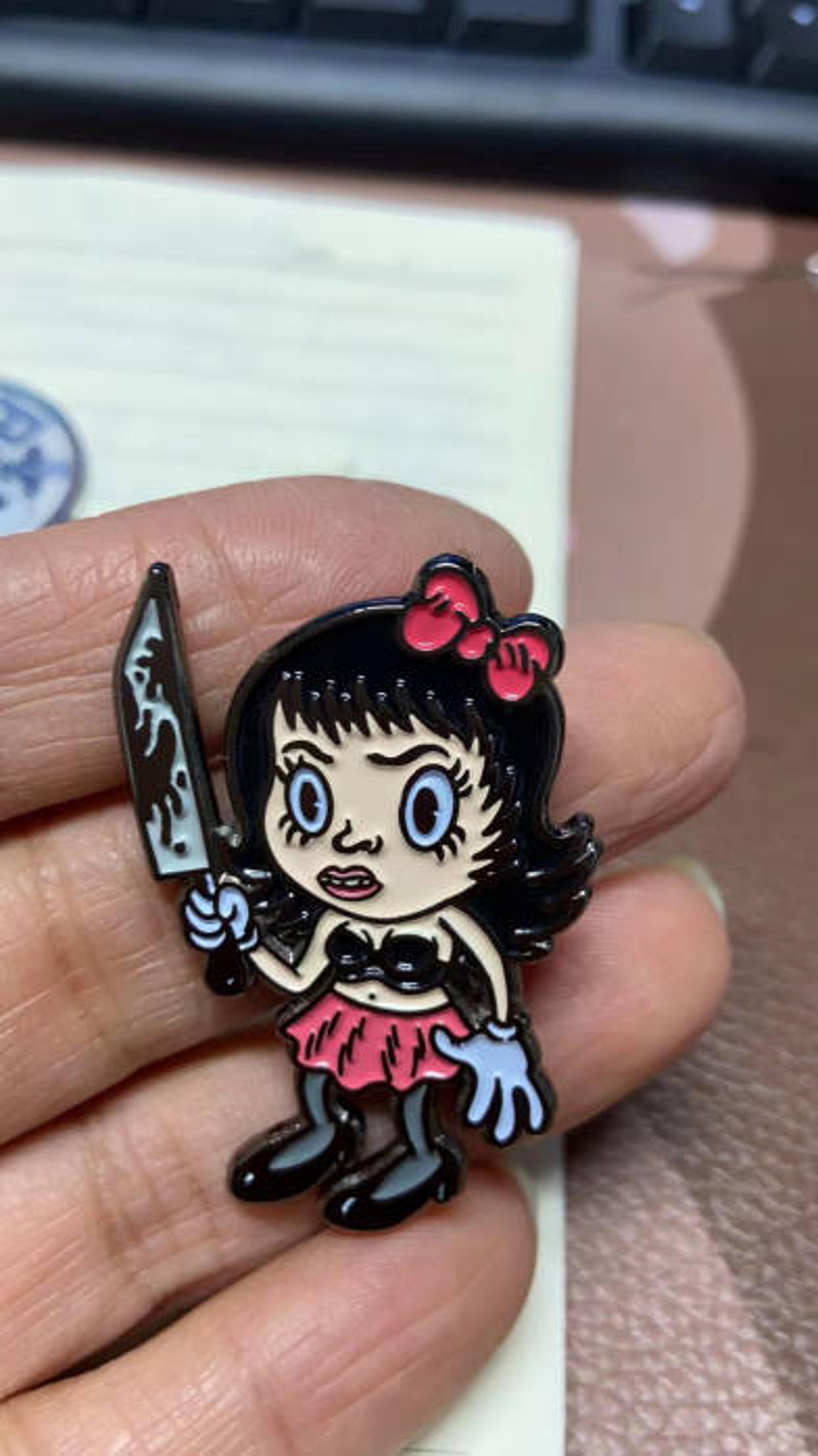 Alternate View 3 of Cartoon Creepies-Molly with a Knife-1.75" Soft Enamel pin