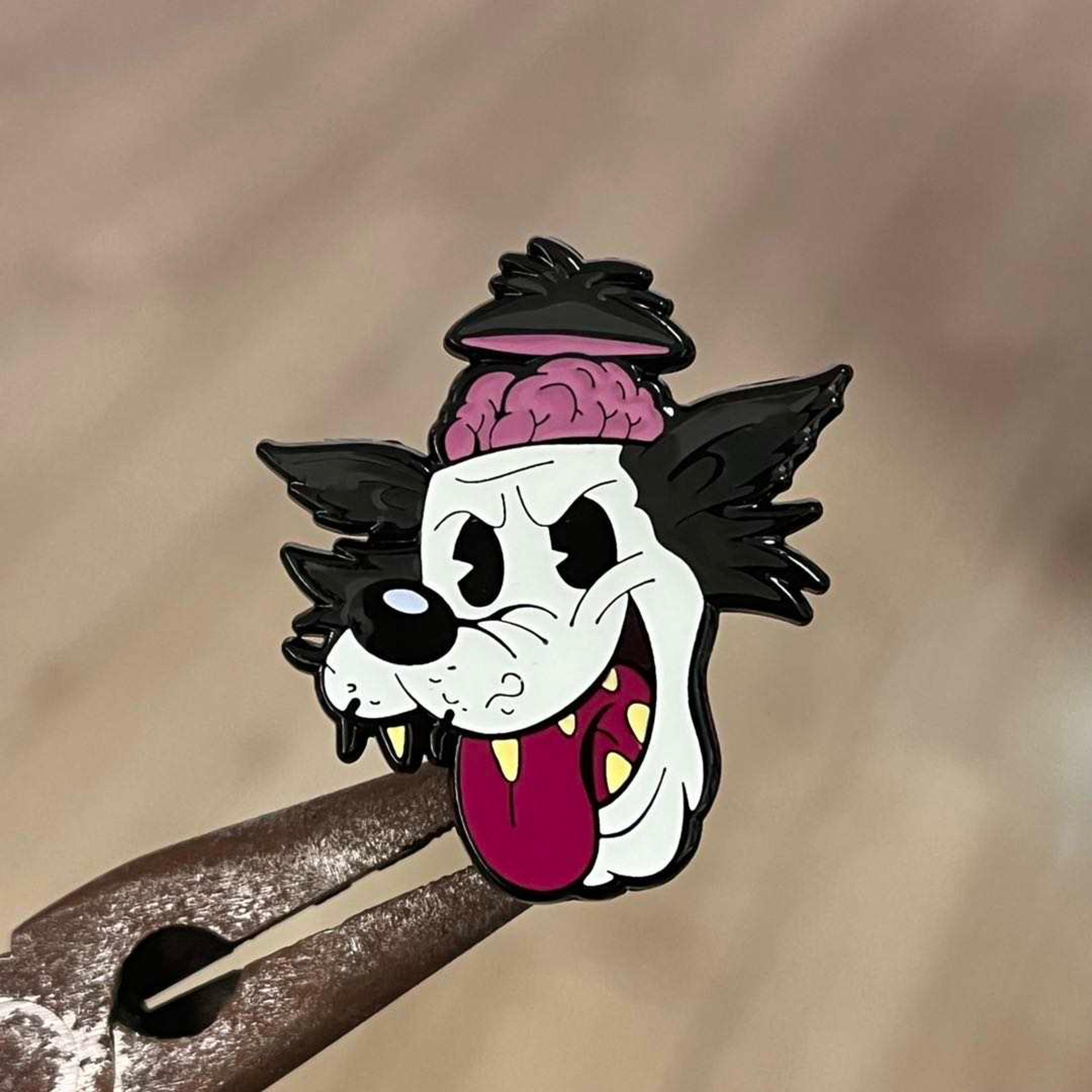 Alternate View 1 of Cartoon Creepies-Brainy Wolf Head-1.5" Soft Enamel pin