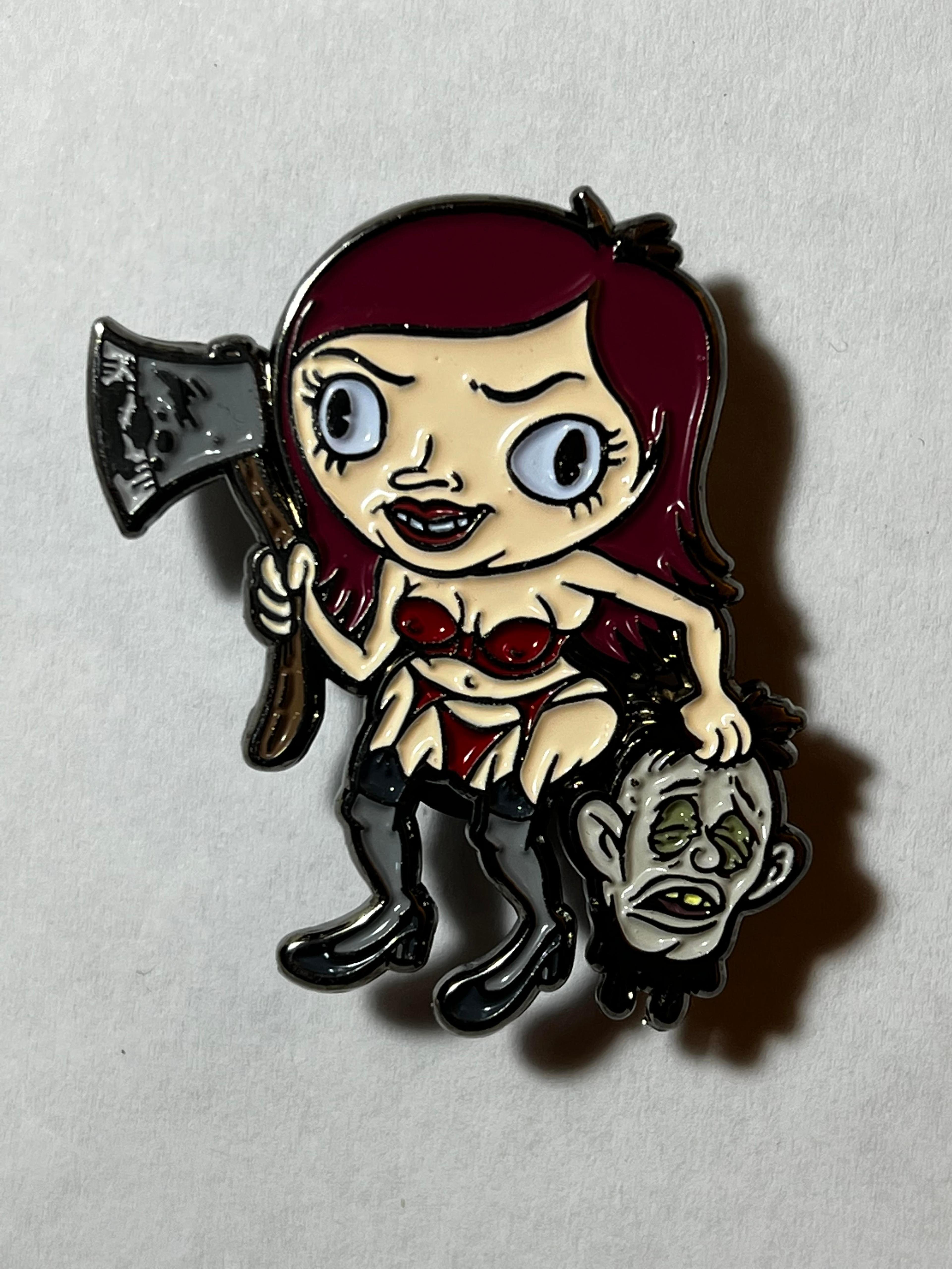 Alternate View 2 of Cartoon Creepies-Girl with an Ax-1.75" Soft Enamel pin