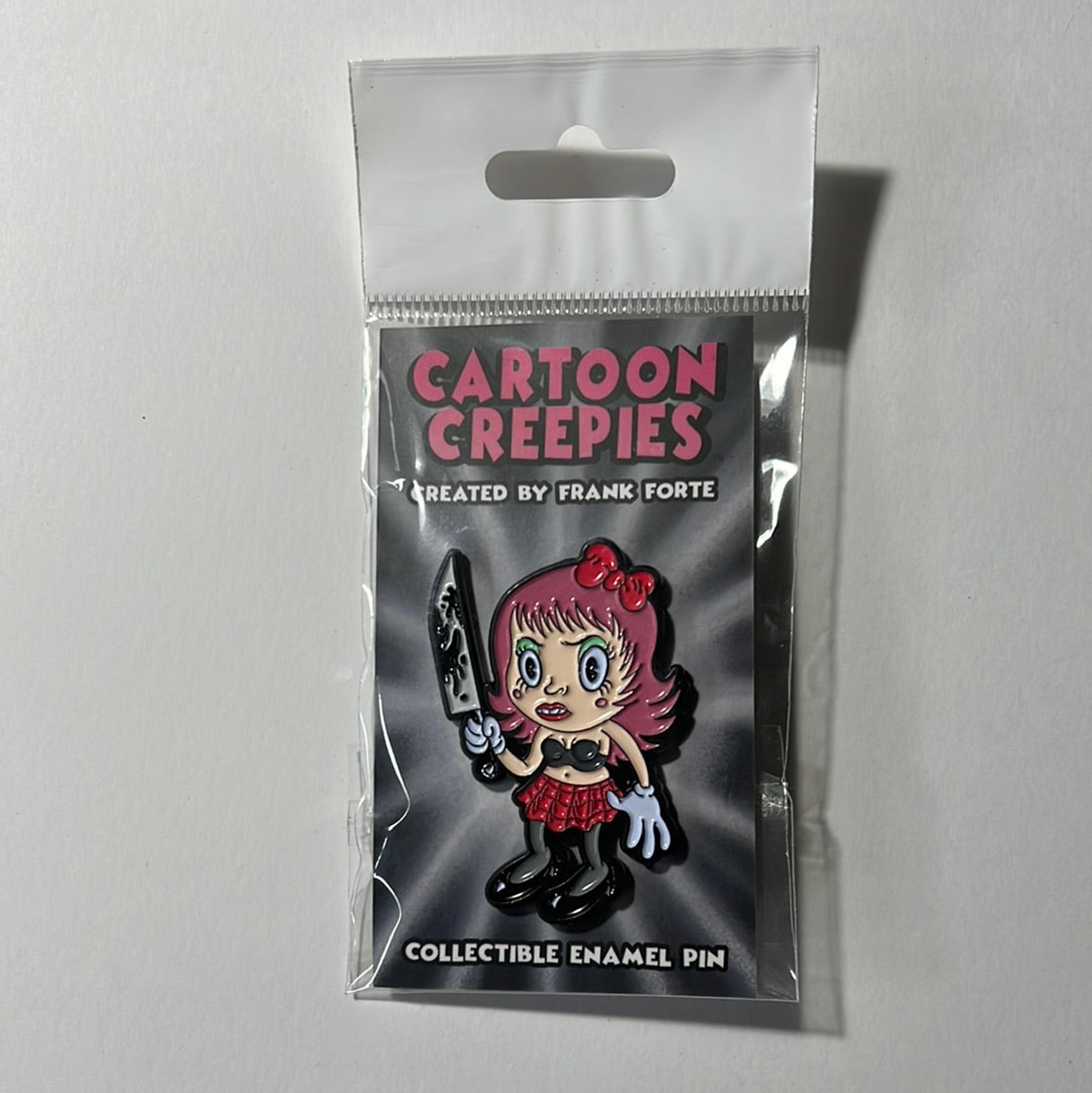 Cartoon Creepies-Pink Haired Molly with a Knife 2” Soft Enamel