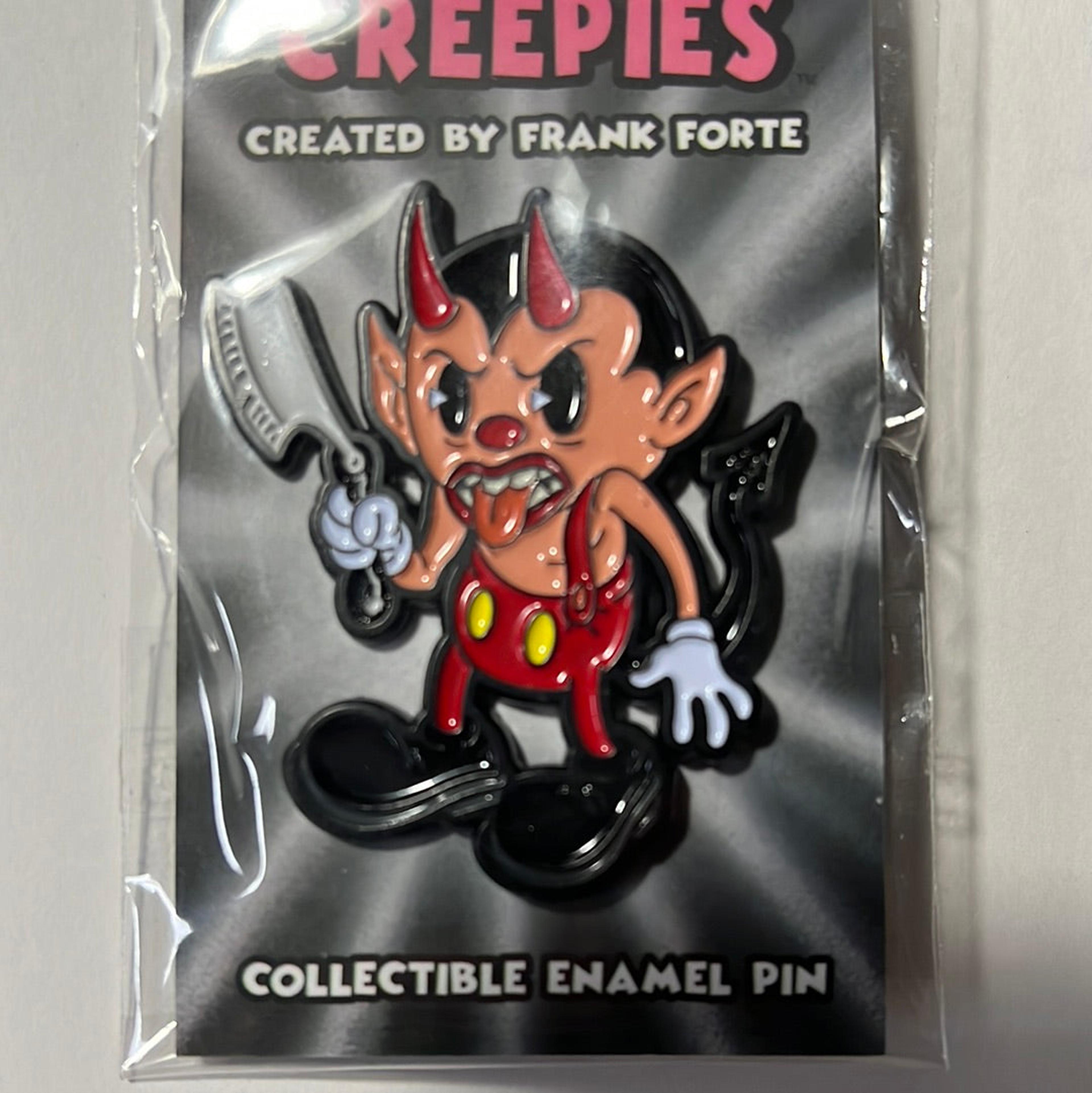 Alternate View 3 of Cartoon Creepies-Red Devil with a Razor-2” Soft Enamel pin