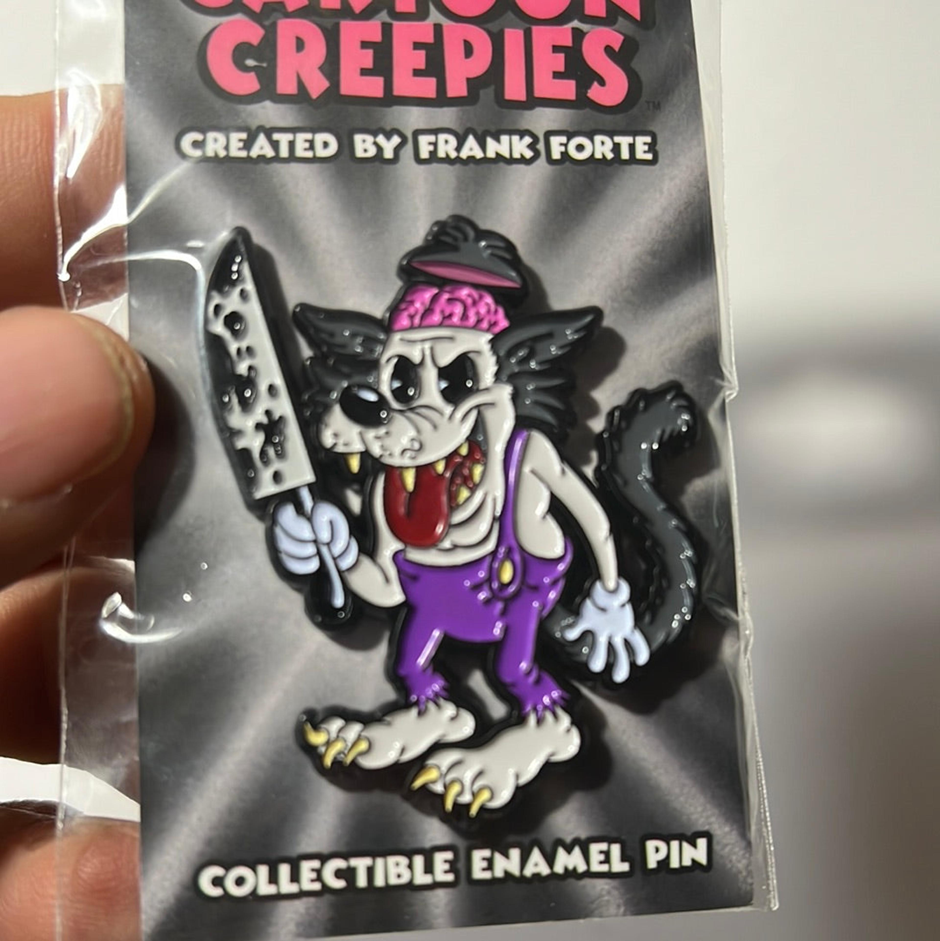 Alternate View 1 of Cartoon Creepies-Purple Wolf with a Knife 2” Soft Enamel pin