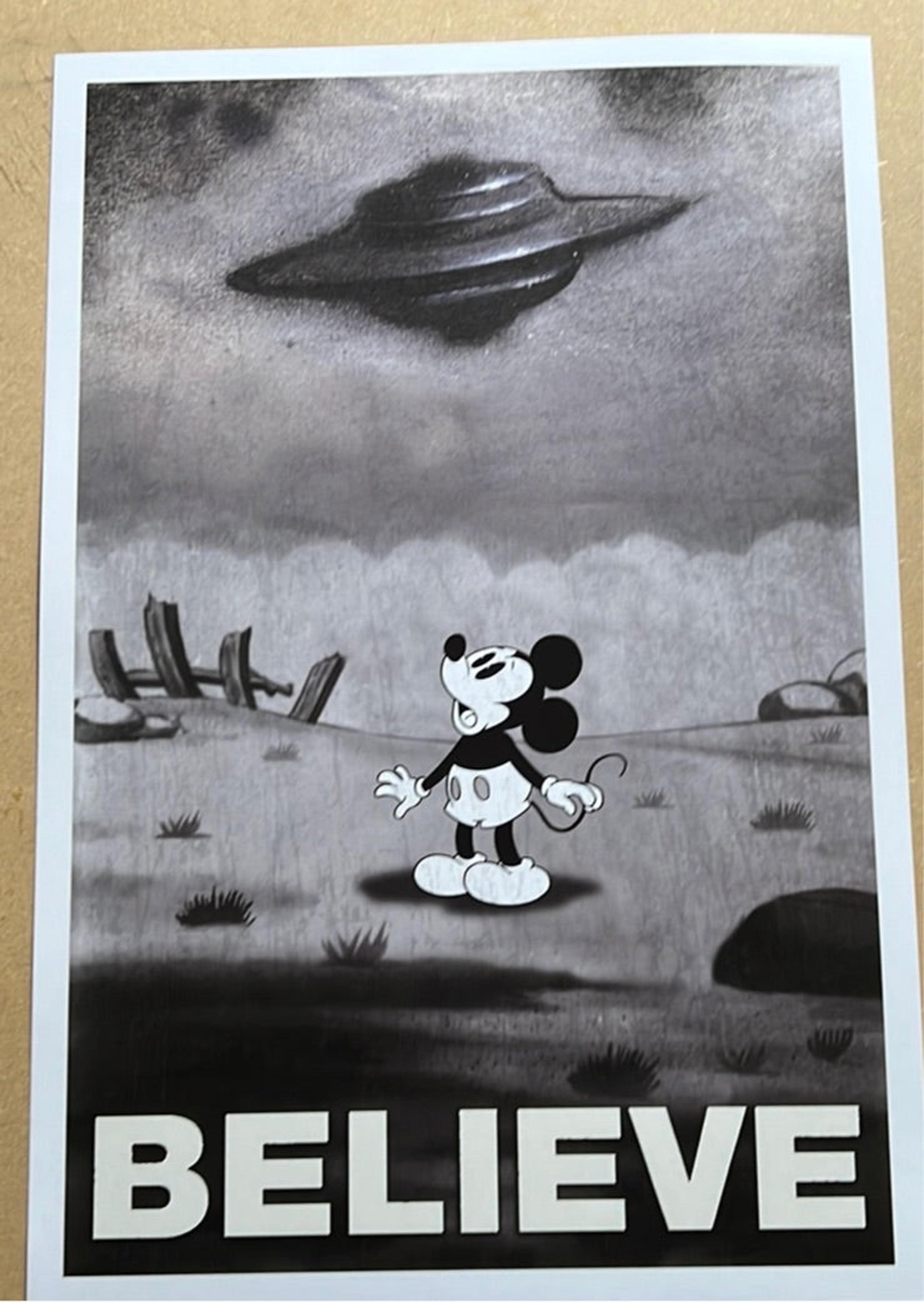 “Mickey Mouse Believe” by Frank Forte 12x18 signed Print