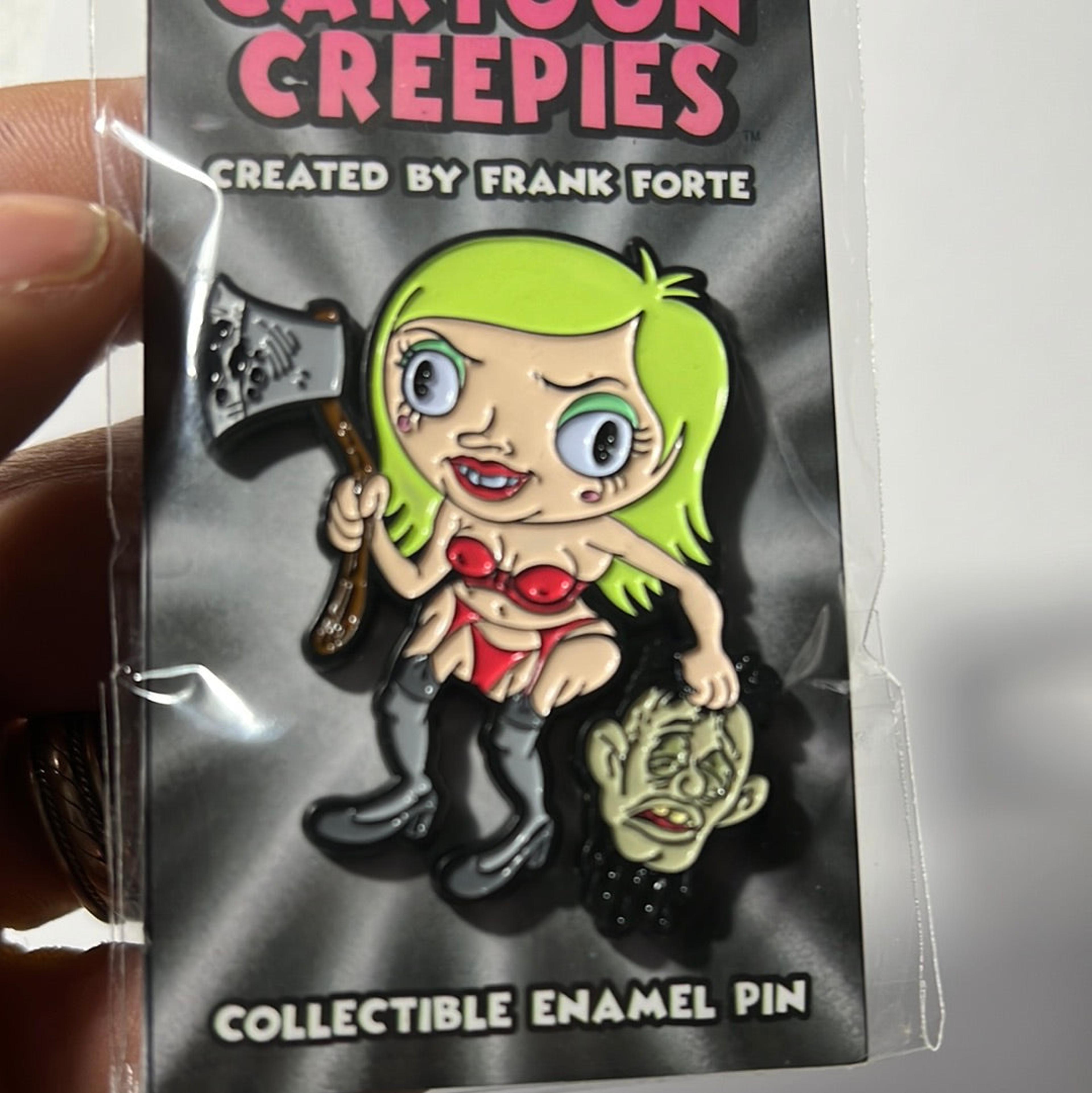 Alternate View 1 of Cartoon Creepies-Green Haired Girl with an Ax 2” Soft Enamel p