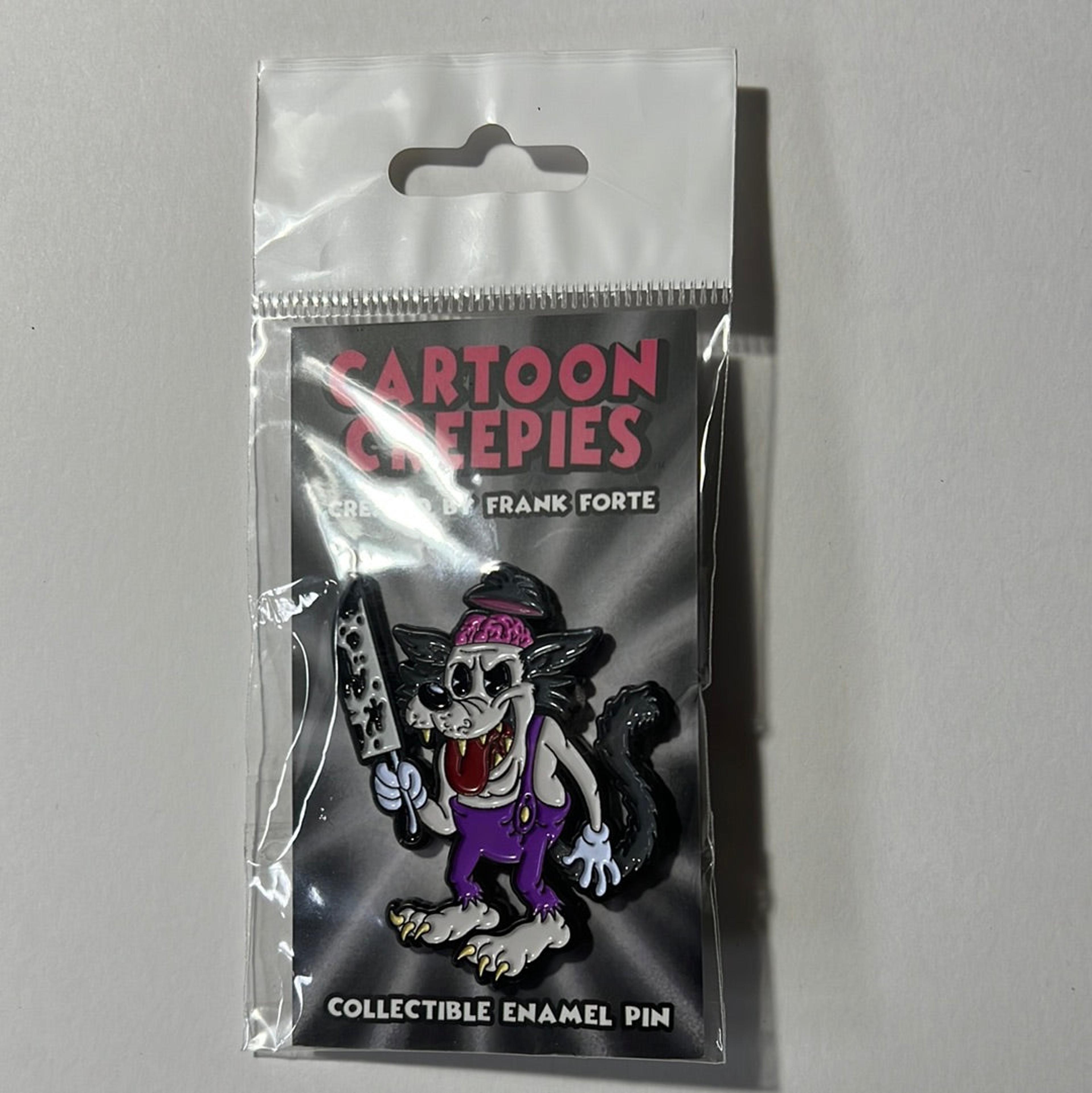 Cartoon Creepies-Purple Wolf with a Knife 2” Soft Enamel pin