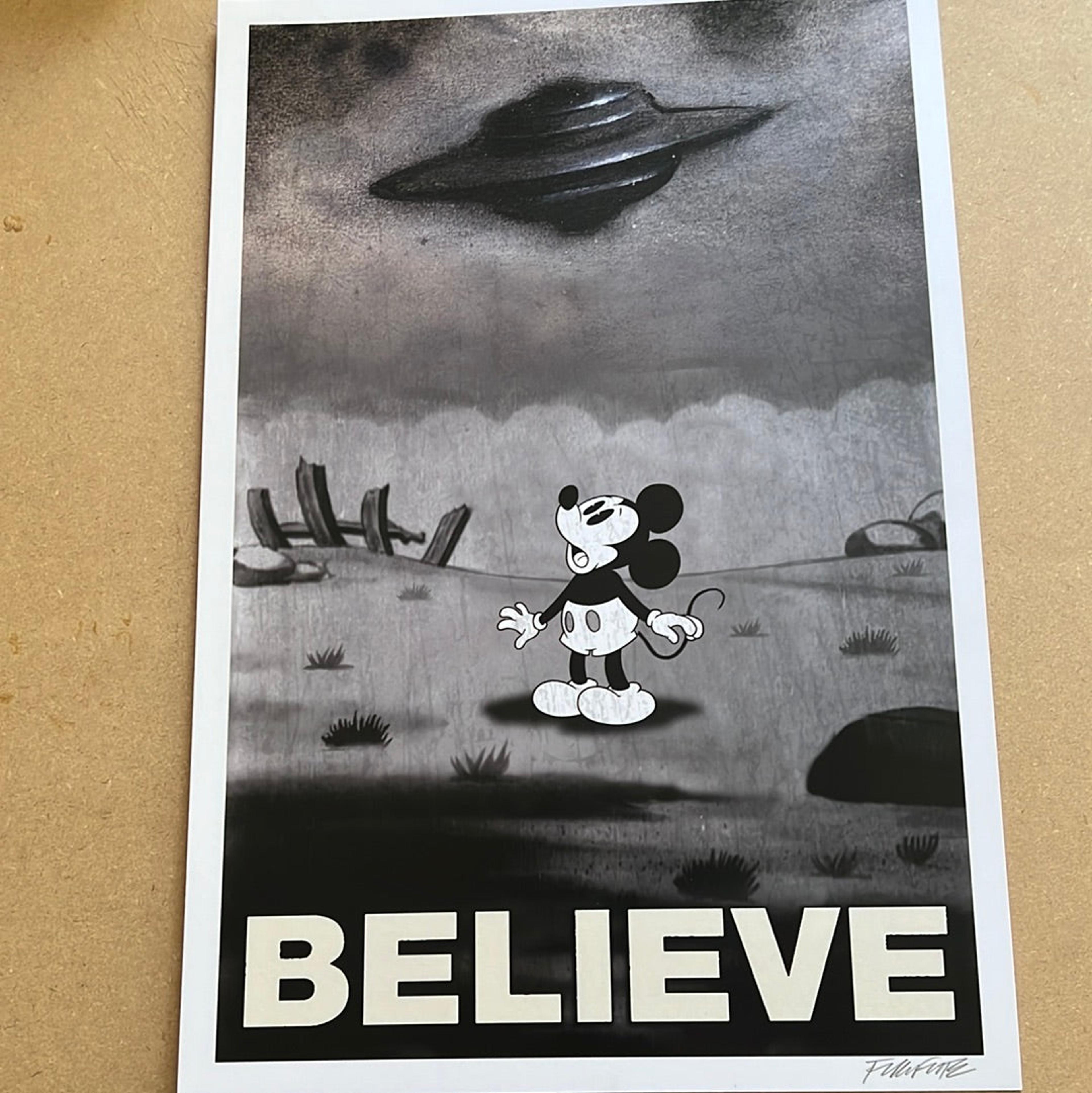 “I Want To Believe Mickey” by Frank Forte 12x16 signed Print