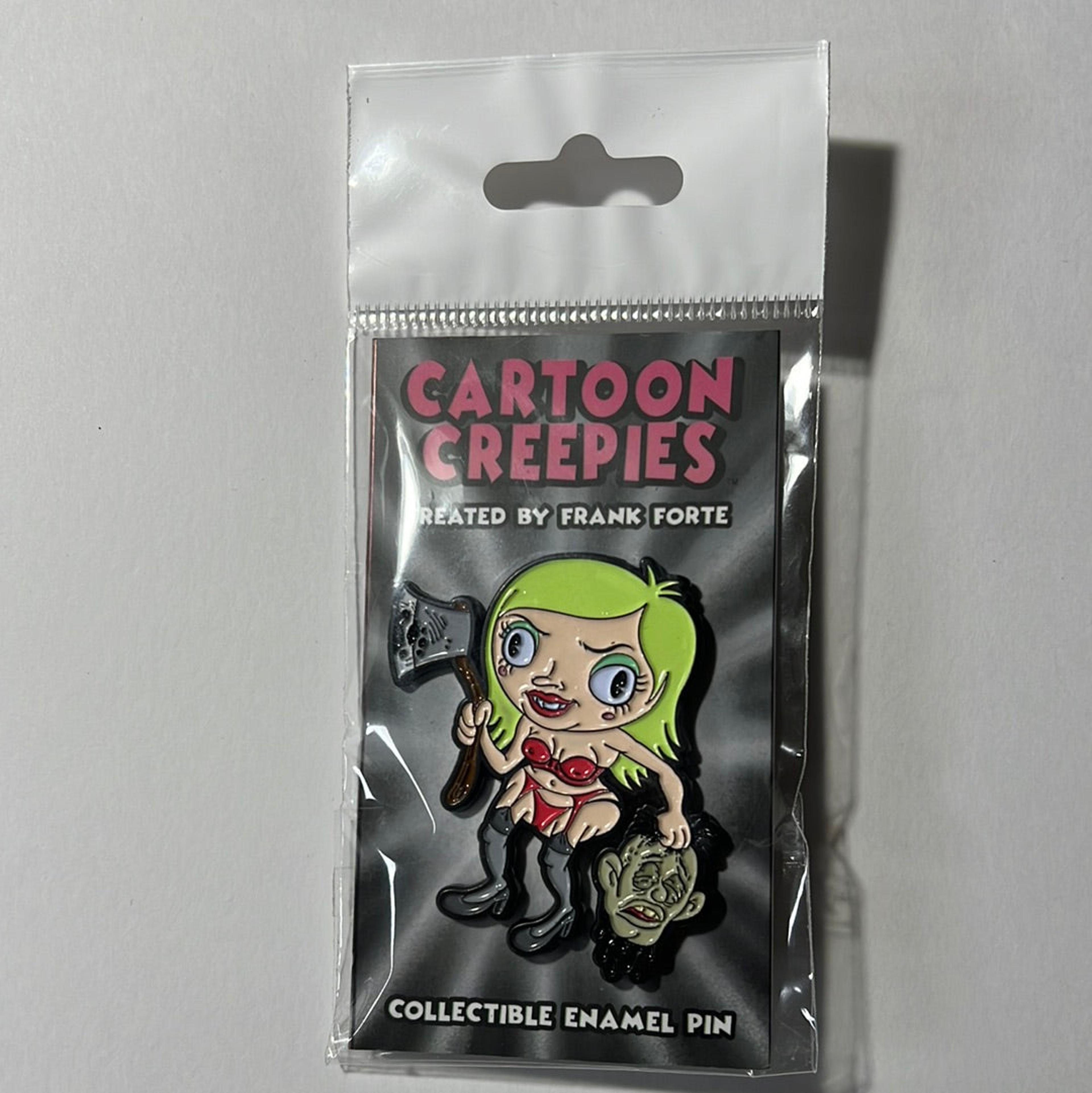 Cartoon Creepies-Green Haired Girl with an Ax 2” Soft Enamel p